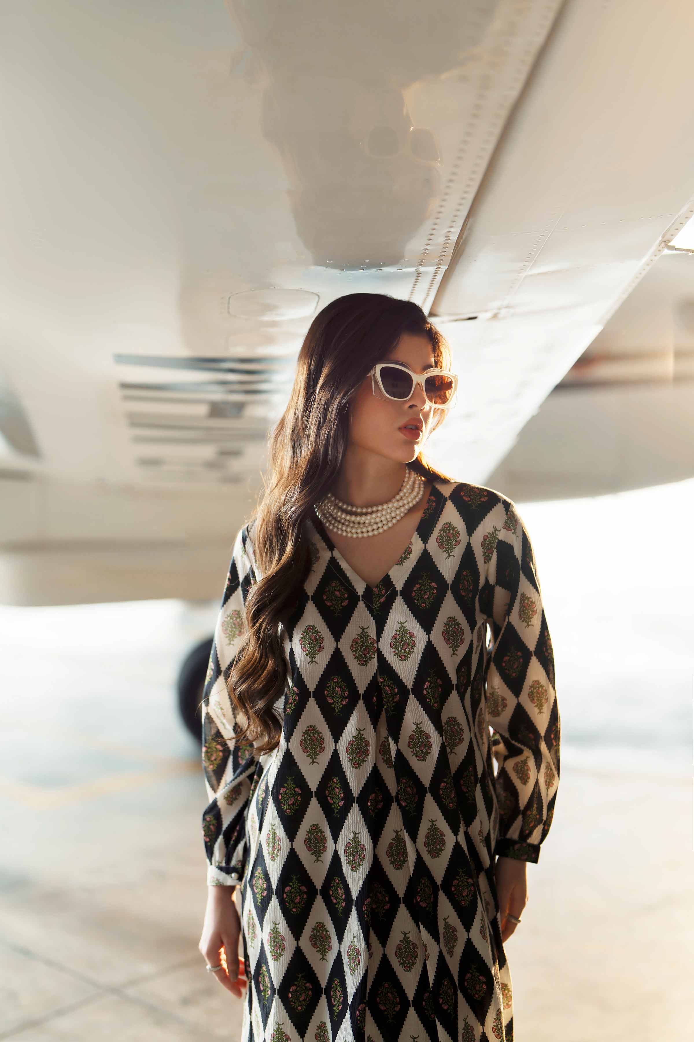 NISHATUAE - Black Printed Crush 2-piece Ready to wear Dress