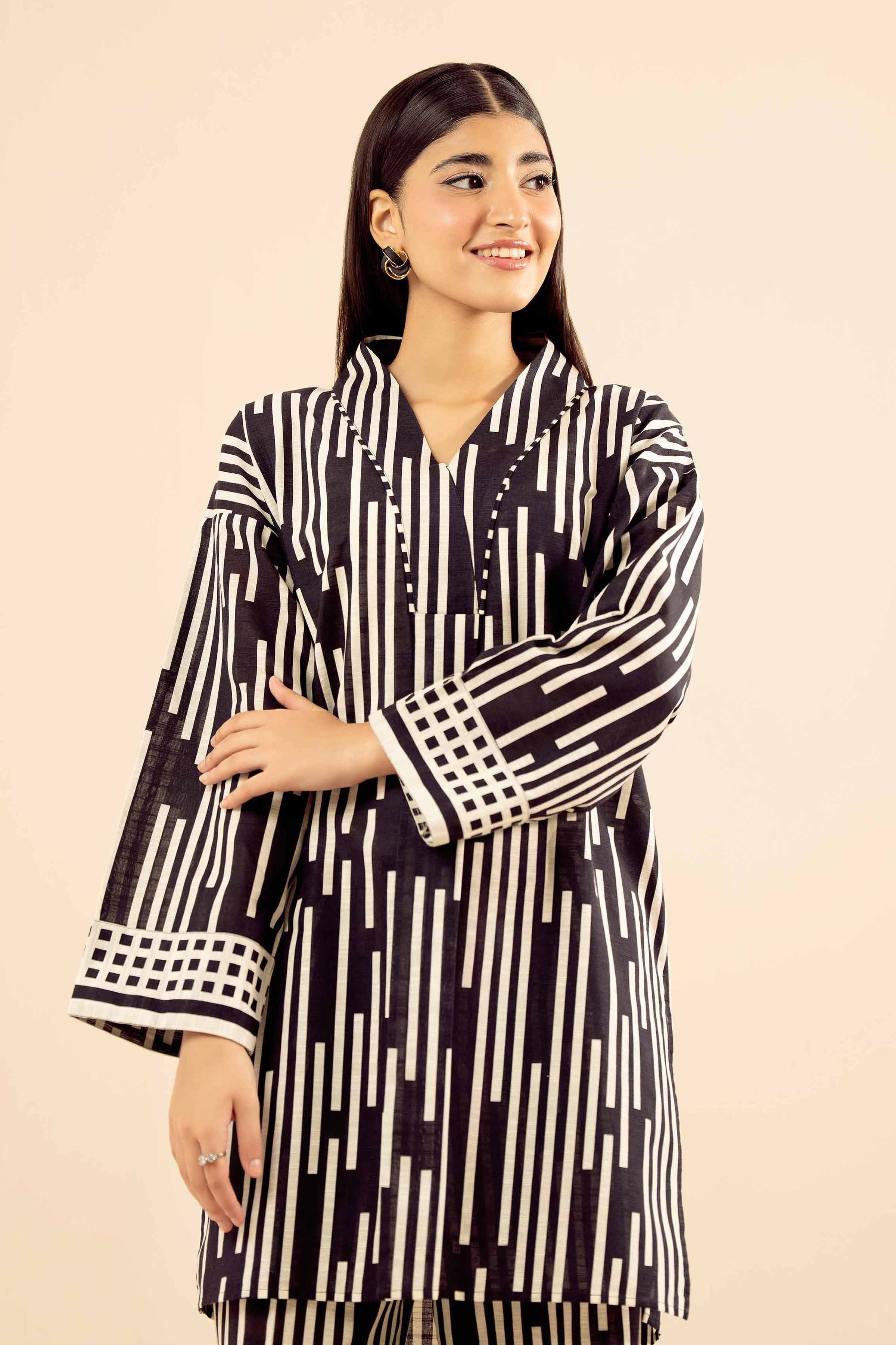 NISHATUAE - Black Printed Khaddar 2-piece Ready to wear Dress