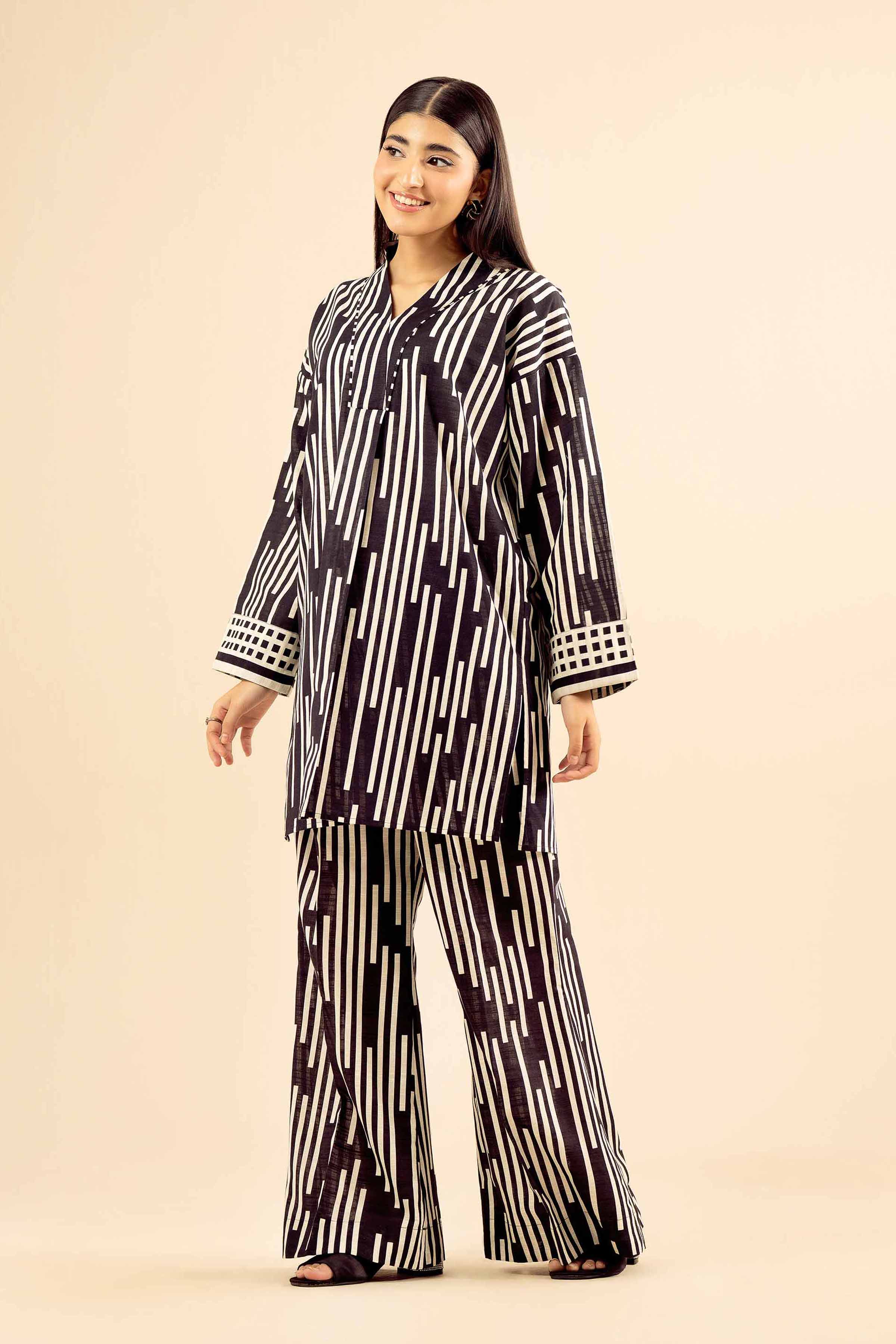 NISHATUAE - Black Printed Khaddar 2-piece Ready to wear Dress