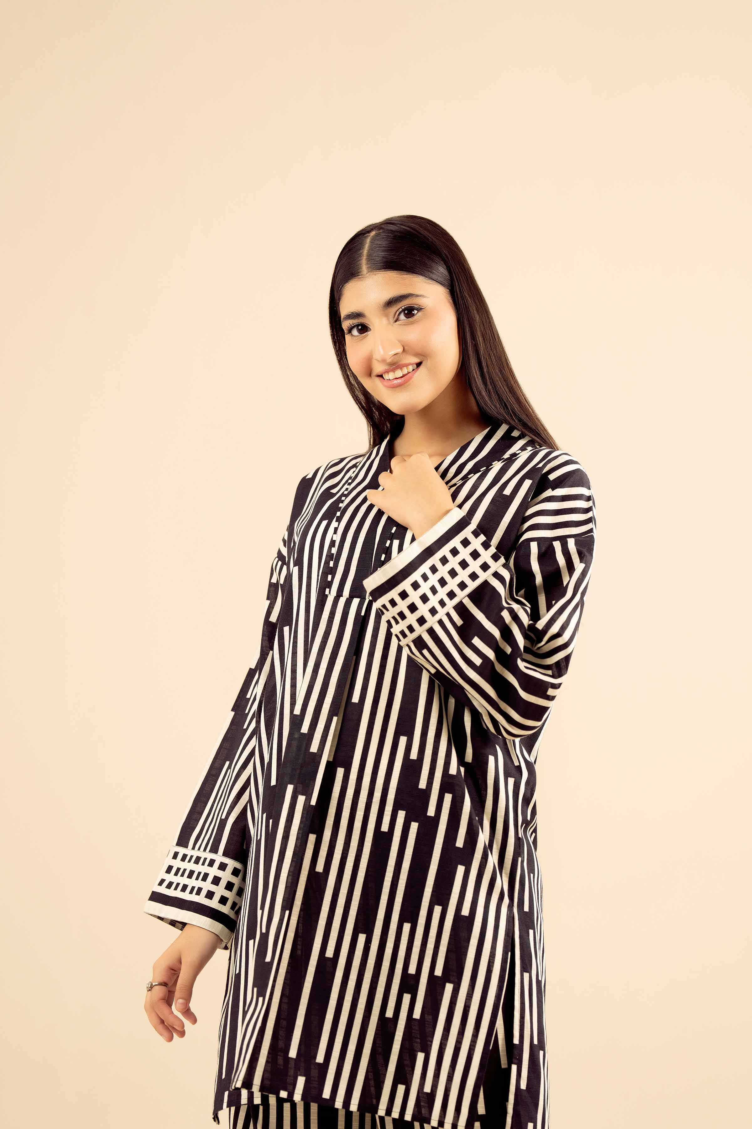 NISHATUAE - Black Printed Khaddar 2-piece Ready to wear Dress