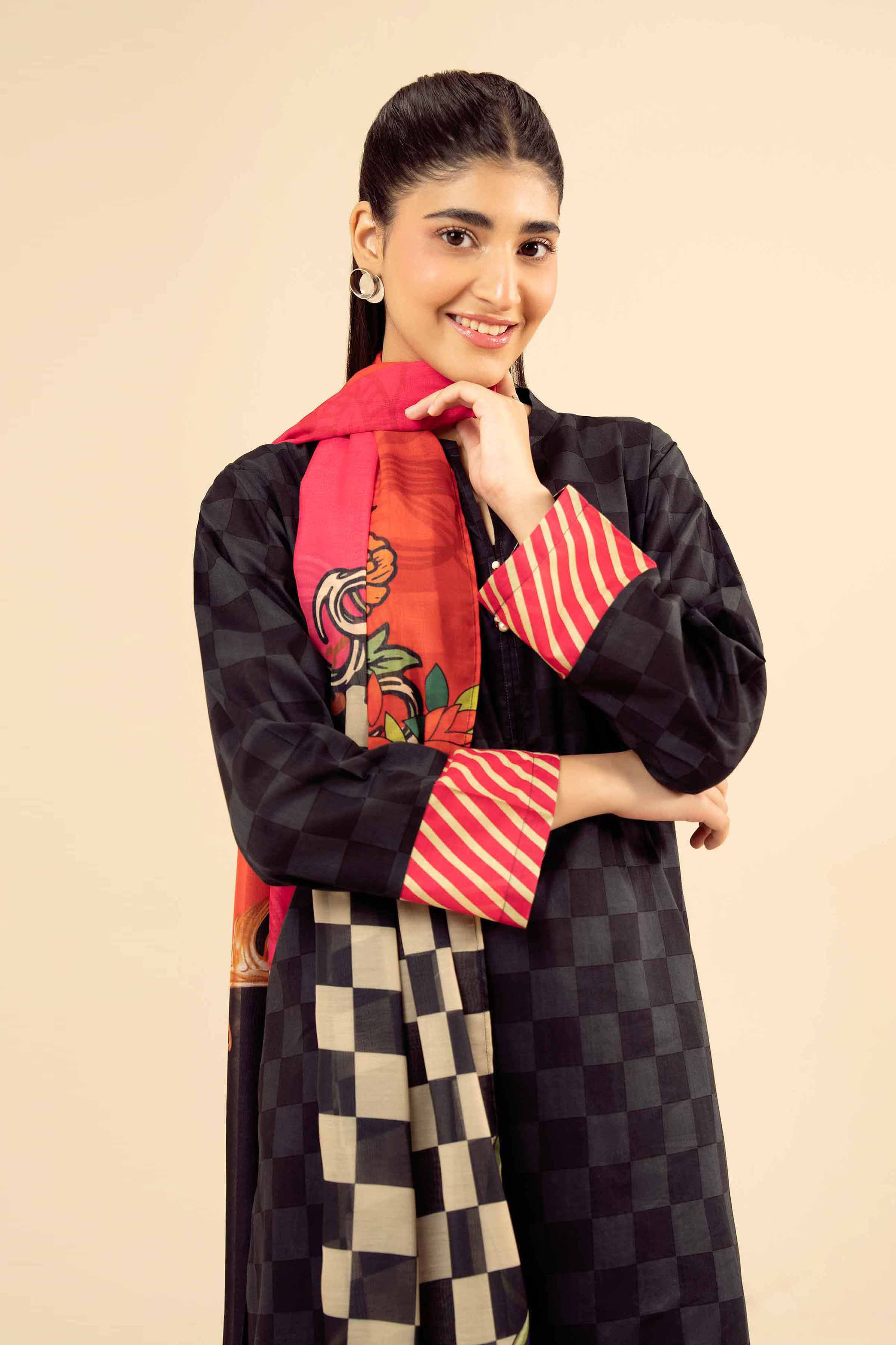 NISHATUAE - Black Printed Cambric 2-piece Ready to wear Dress