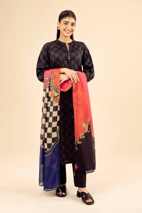 NishatUAE - Black Printed Cambric 2-piece ready to wear Dress