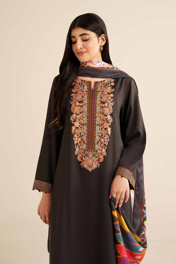NISHATUAE - Black Embroidered Marina 2-piece Ready to wear Dress