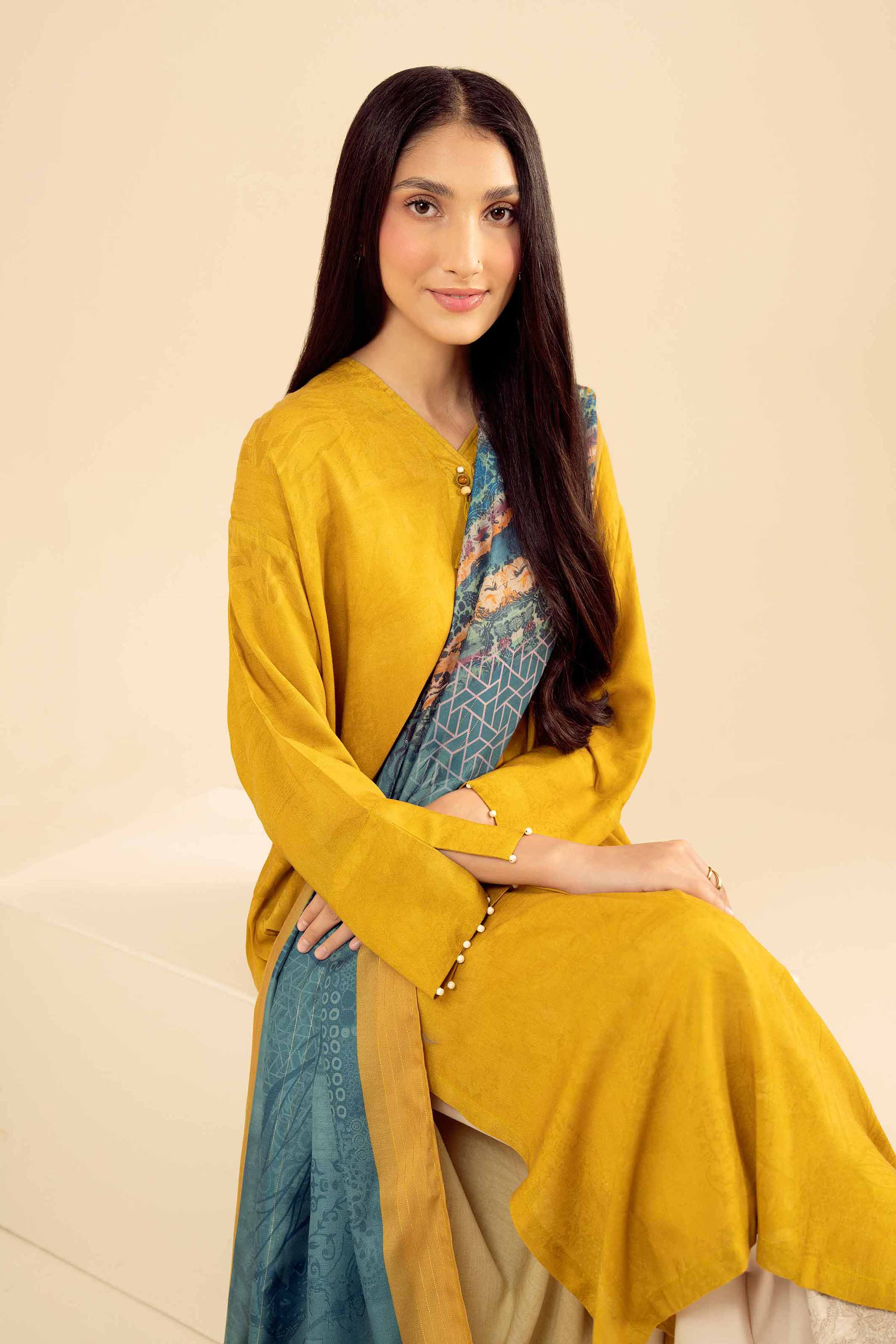 NISHATUAE - Mustard Printed Marina 2-piece Ready to wear Dress