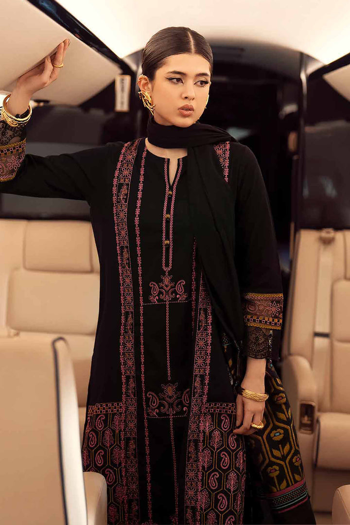 NISHATUAE - Black Embroidered Karandi 3-piece Ready to wear Suit