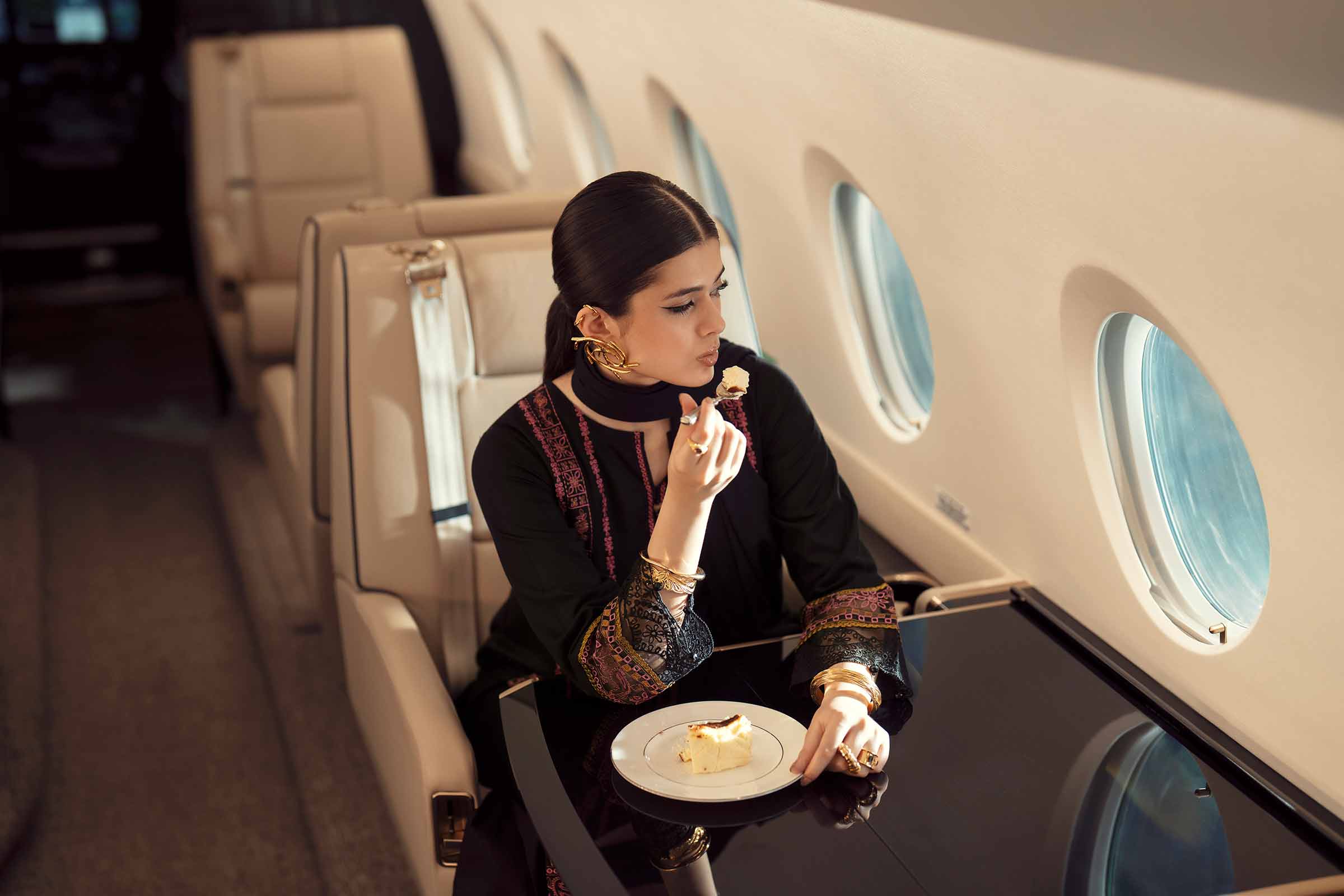 NISHATUAE - Black Embroidered Karandi 3-piece Ready to wear Suit