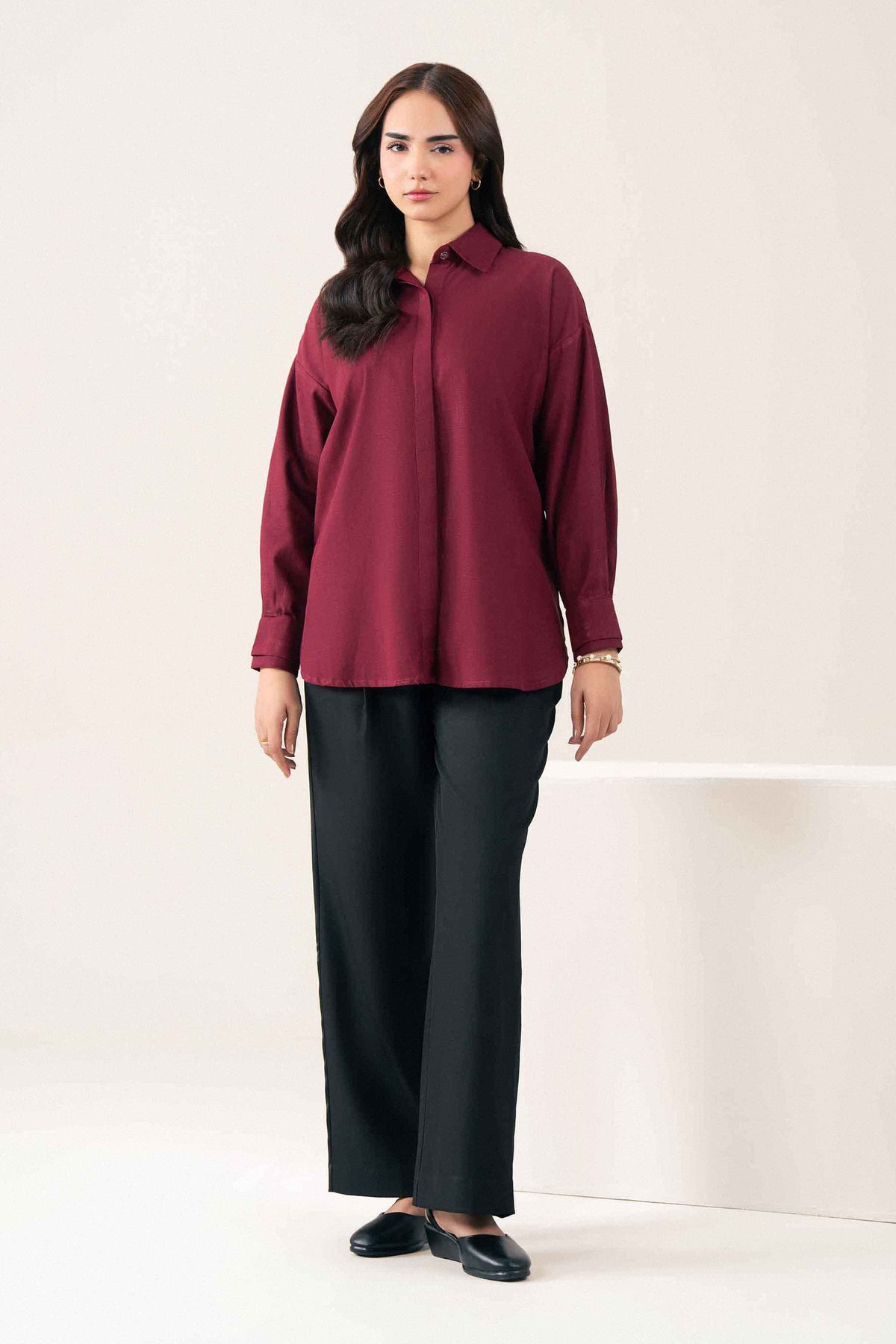 Red Solid Shirt in Yarn Dyed ready-to-wear