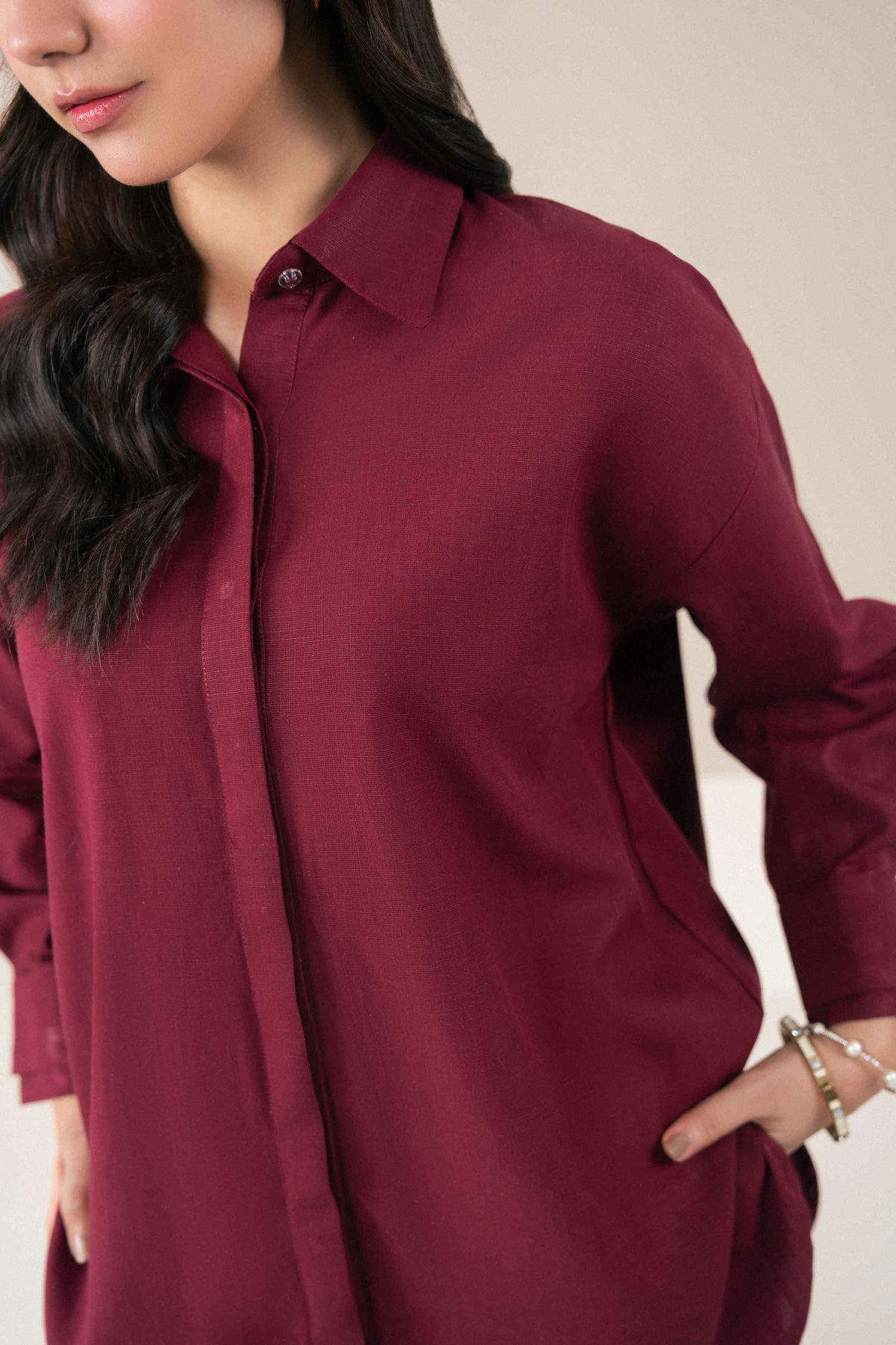 Red Solid Shirt in Yarn Dyed ready-to-wear