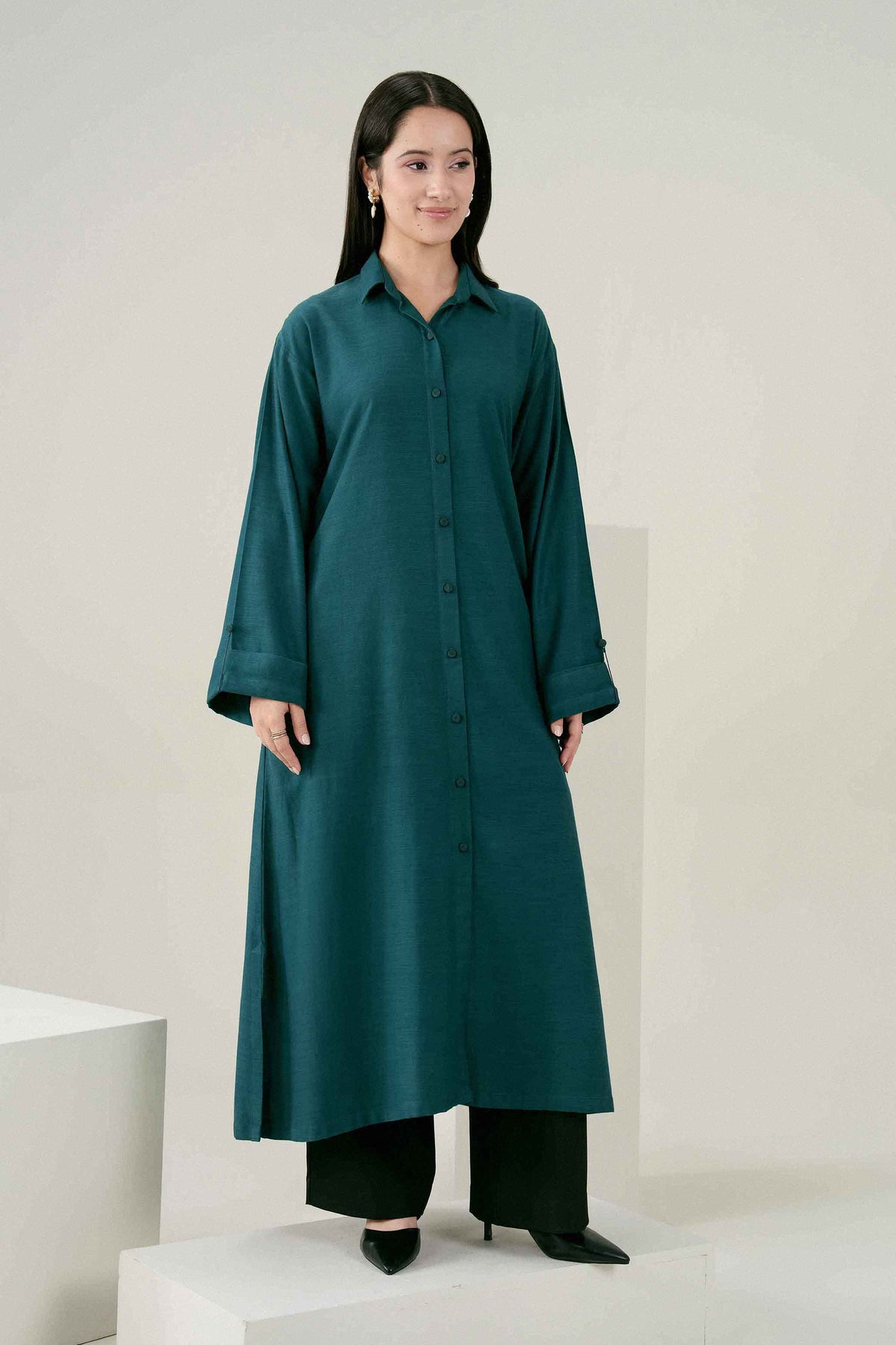 Green Solid Shirt in Yarn Dyed ready-to-wear
