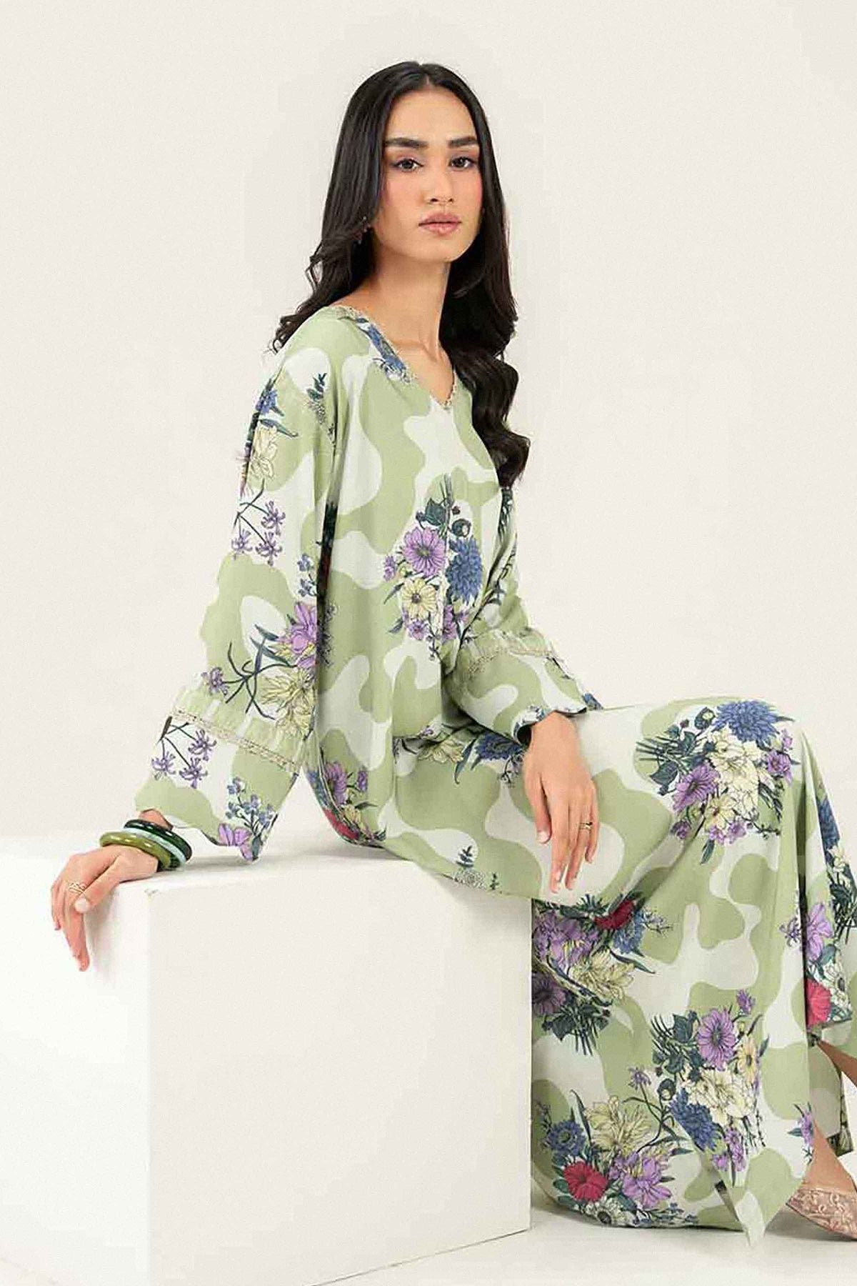 Printed Jalabiya - ST1S-JALA26WV1-1 for Women -  Pret Collection | Nishat UAE | Shop Online