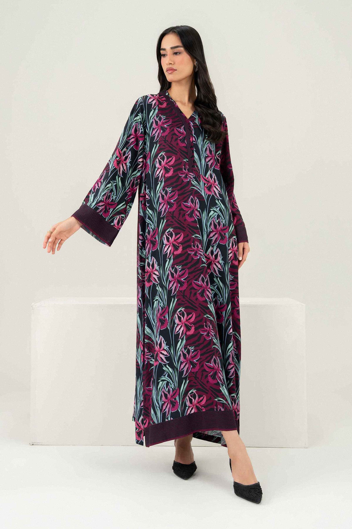 Printed Jalabiya - ST1S-JALA26WV2-14 for Women -  Pret Collection | Nishat UAE | Shop Online