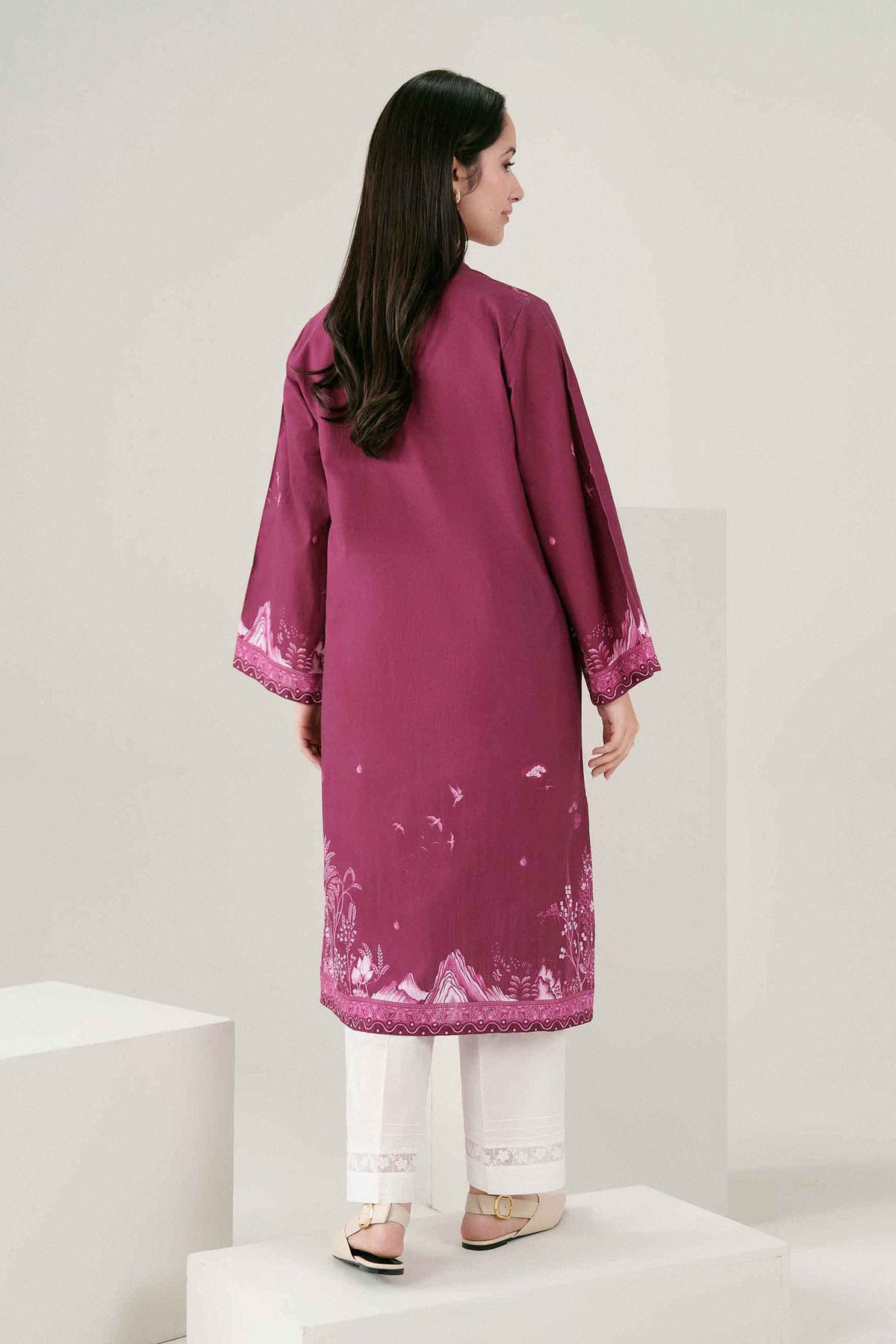 Purple Printed Shirt in Khaddar ready-to-wear