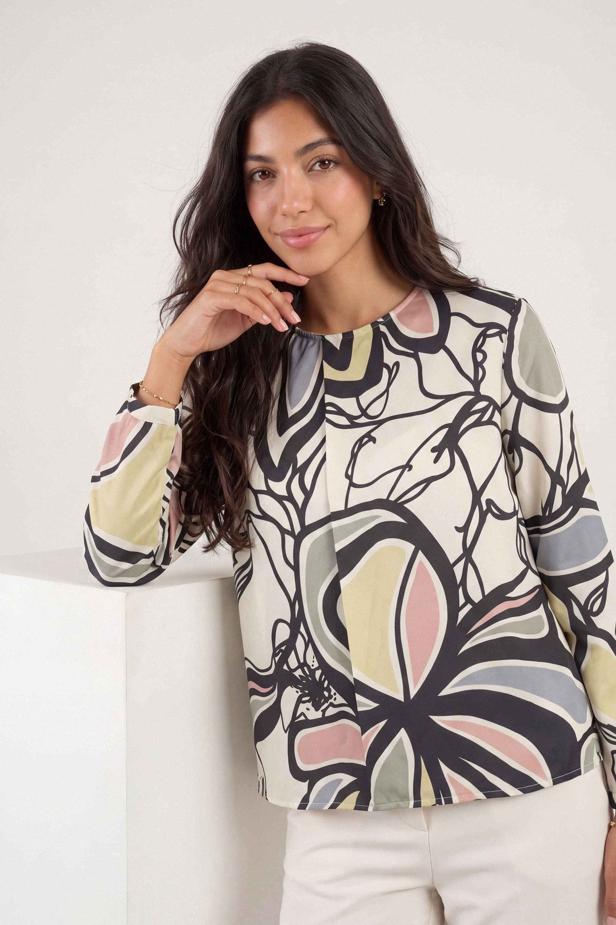 Multi Printed Tunic St1se Aura26wv1 5 (Shoot Issue) in Crepe ready-to-wear