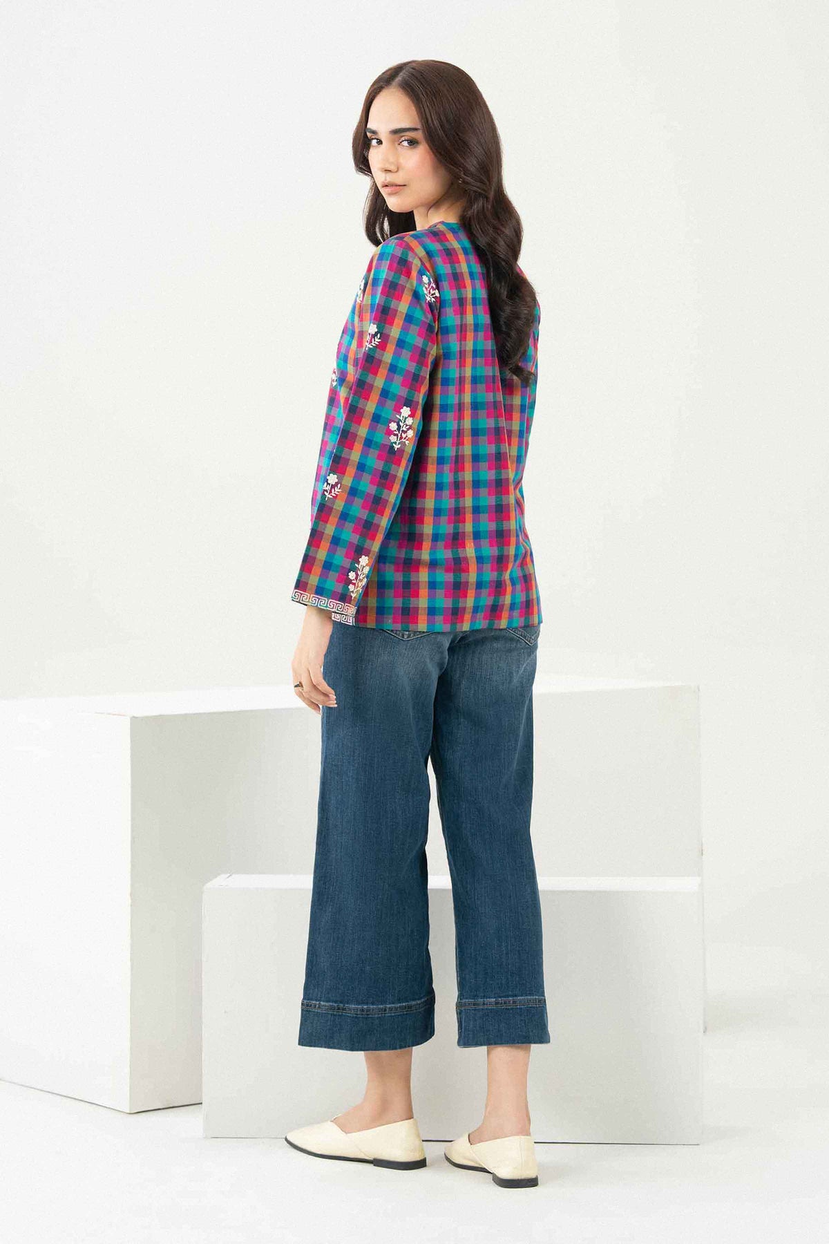Multi Printed Embroidered Jacket in Yarn Dyed ready-to-wear