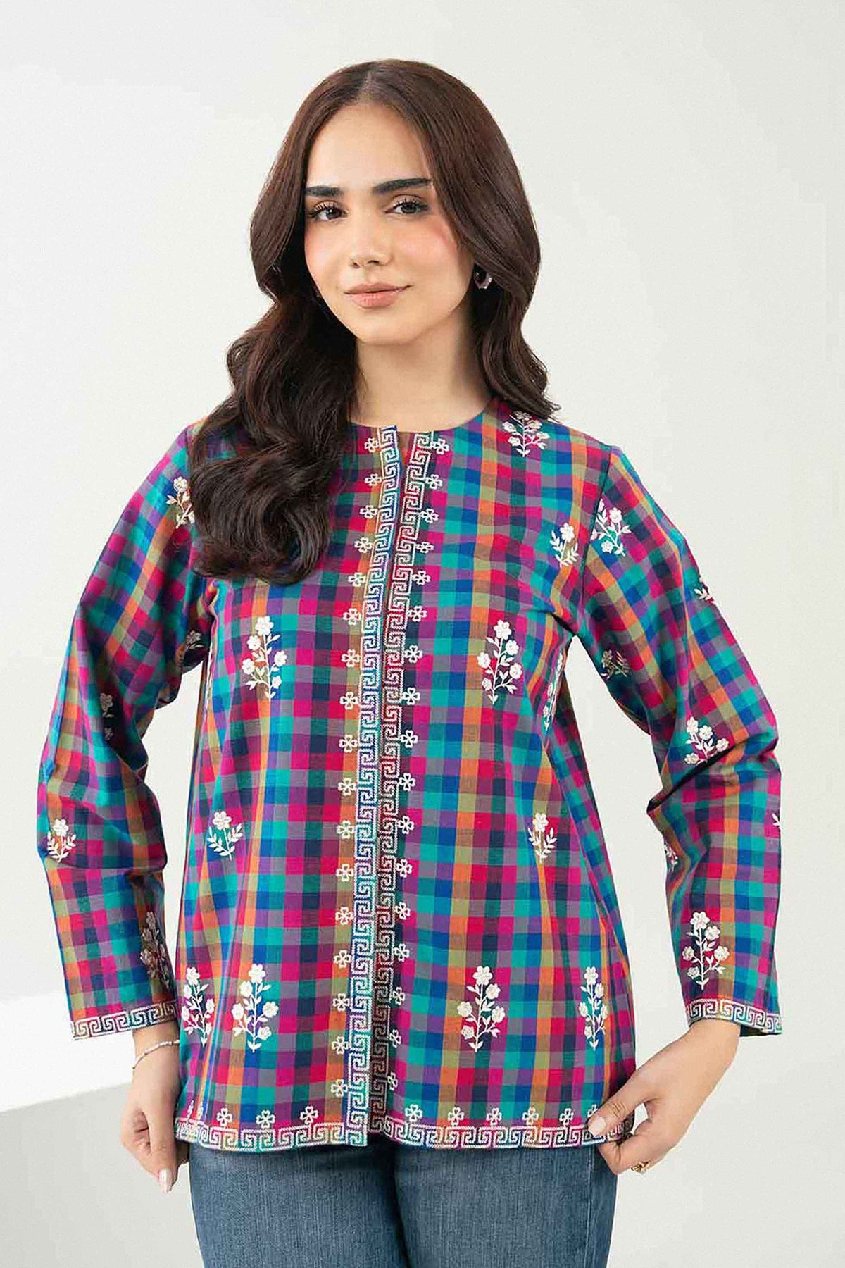 Multi Printed Embroidered Jacket in Yarn Dyed ready-to-wear