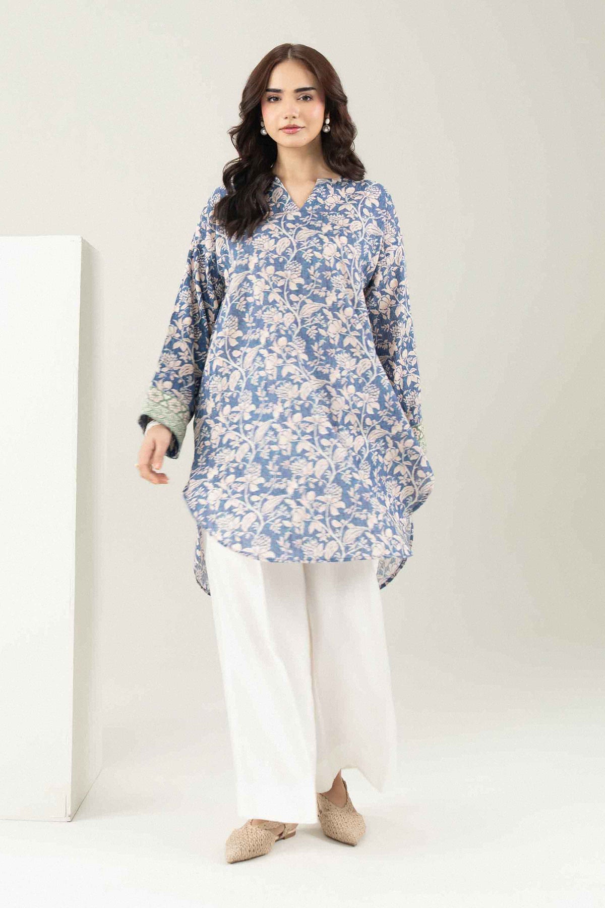 Blue Printed Shirt in Khaddar ready-to-wear