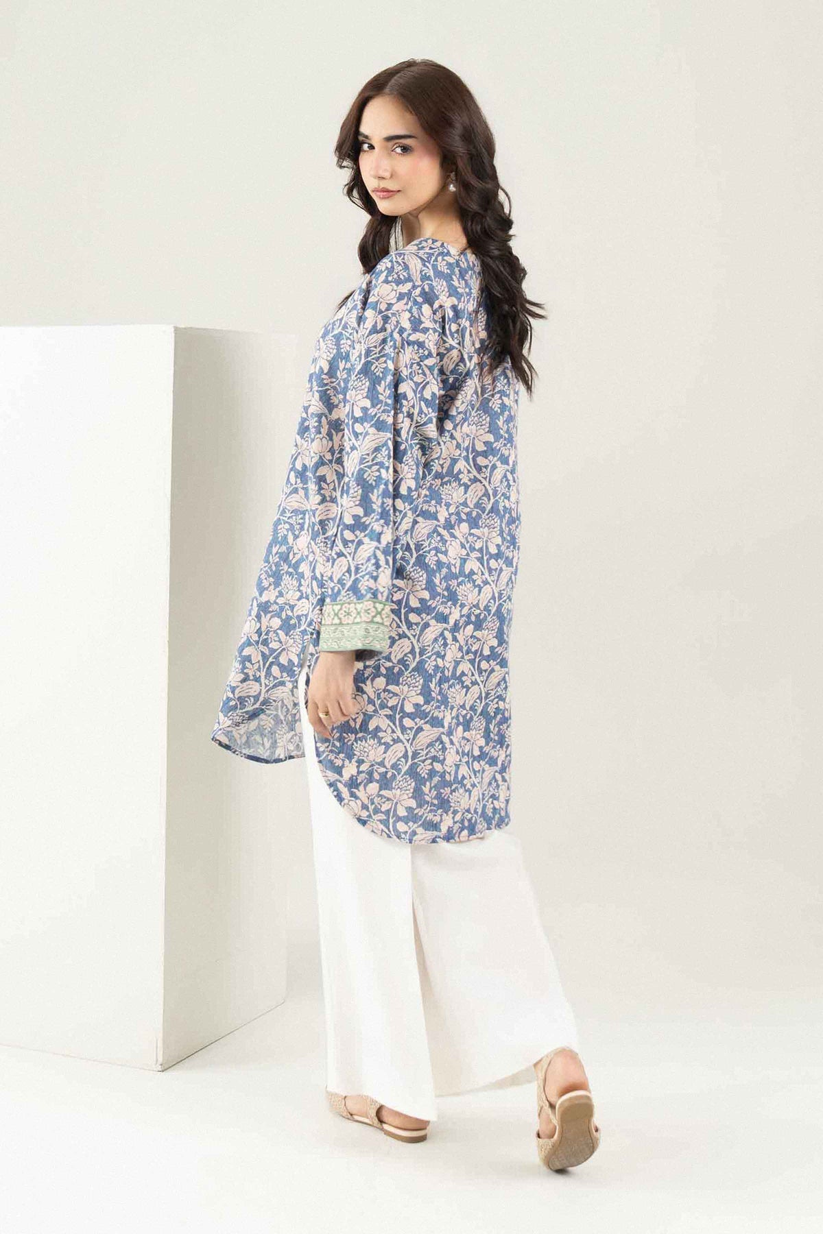 Blue Printed Shirt in Khaddar ready-to-wear