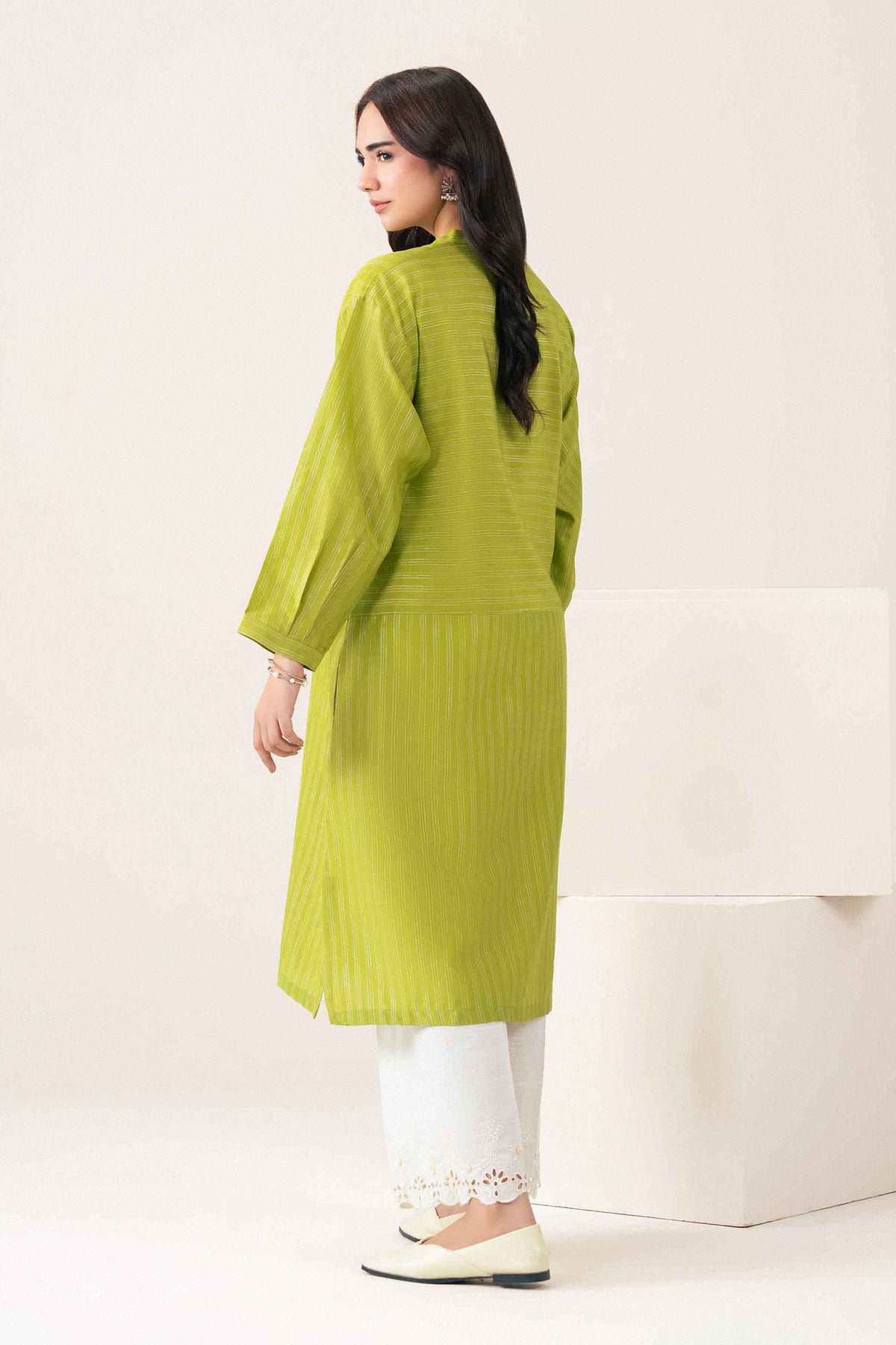 Green Solid Shirt in Fancy Stripe ready-to-wear