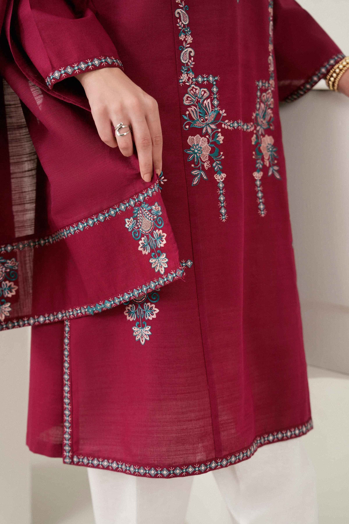 2-Piece Embroidered Suit in Karandi ready-to-wear
