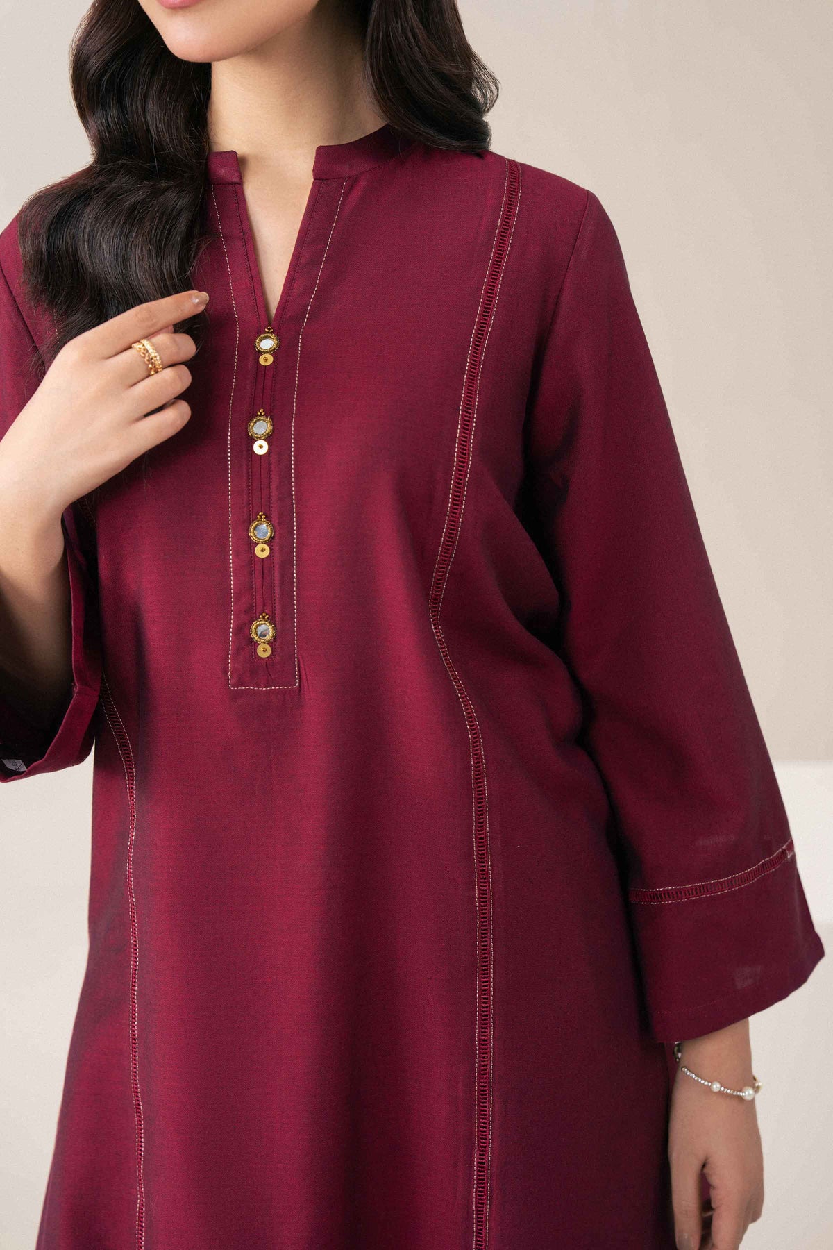 Red 2-Piece Solid Suit in Jacquard ready-to-wear