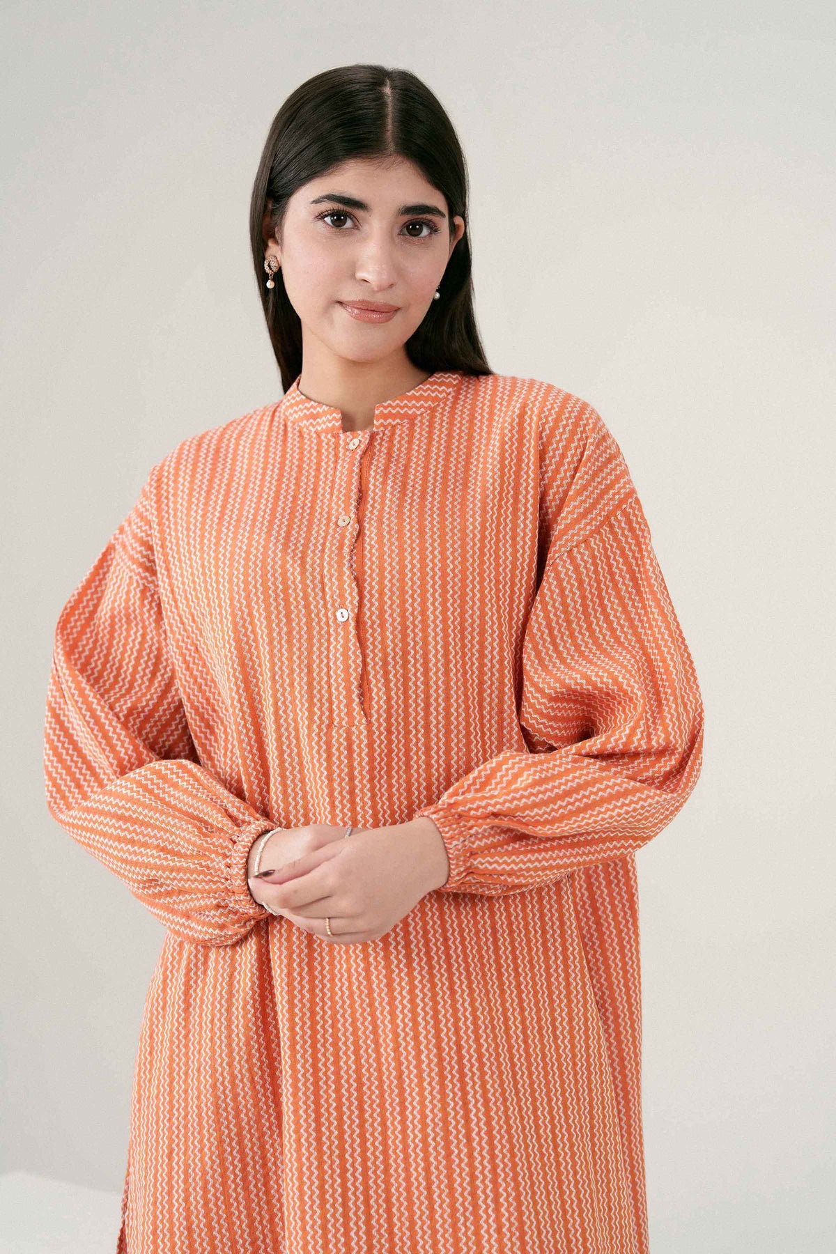 Orange 2-Piece Printed Suit in Yarn Dyed ready-to-wear