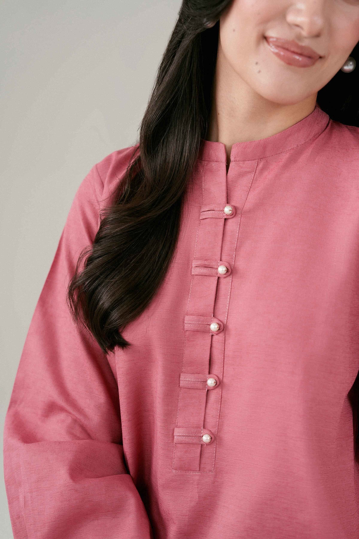 Pink 2-Piece Solid Suit in Jacquard ready-to-wear