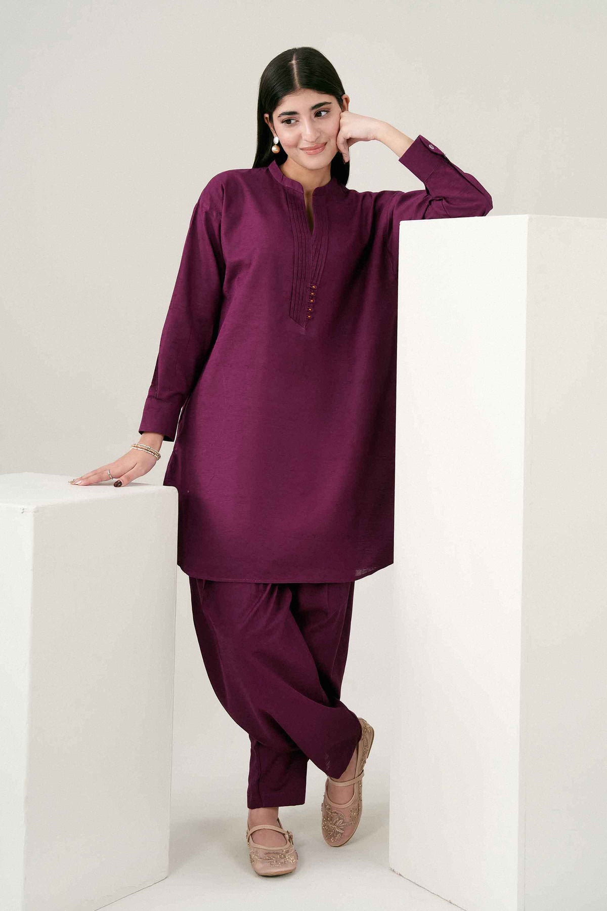 Purple 2-Piece Solid Suit in Jacquard ready-to-wear