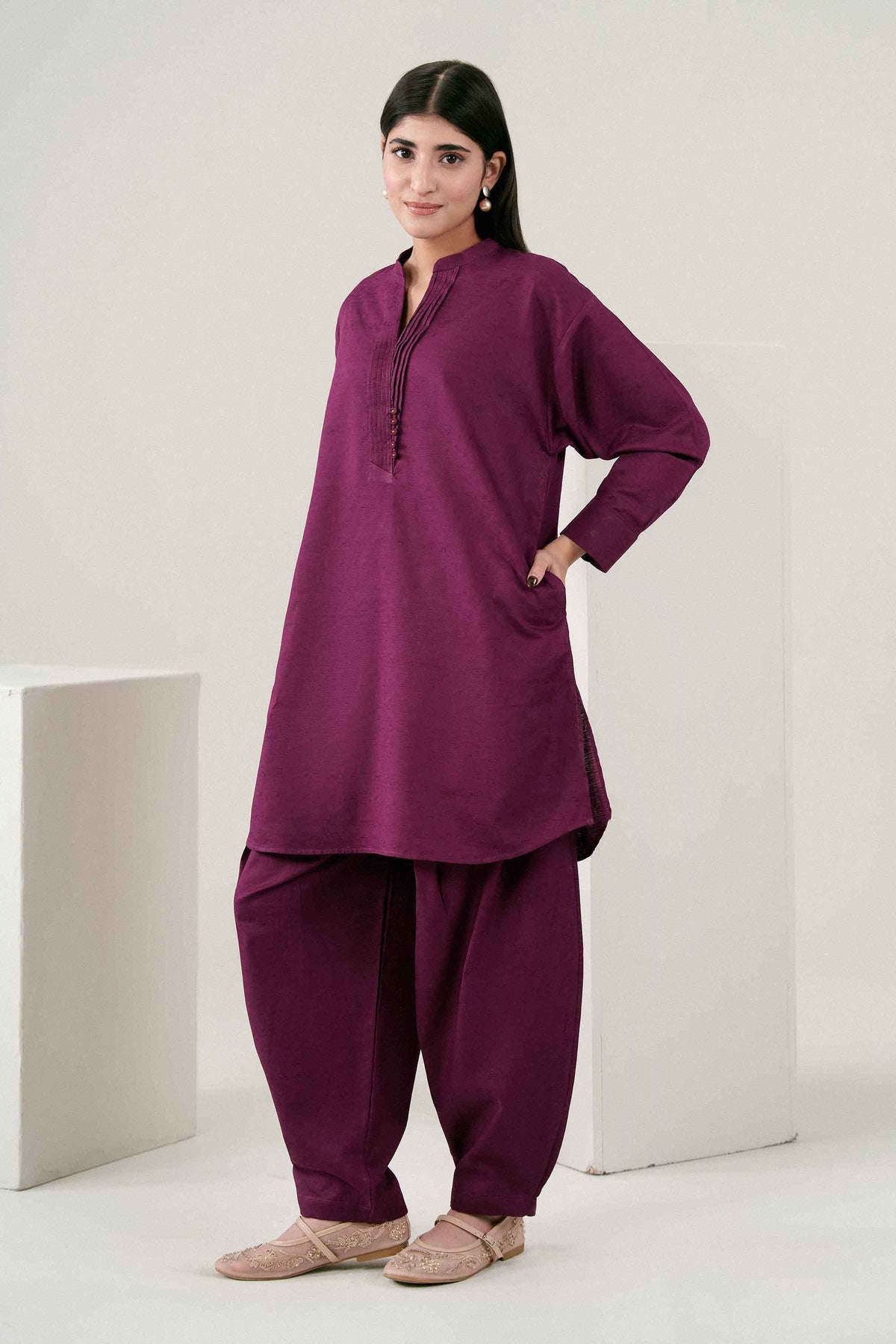 Purple 2-Piece Solid Suit in Jacquard ready-to-wear