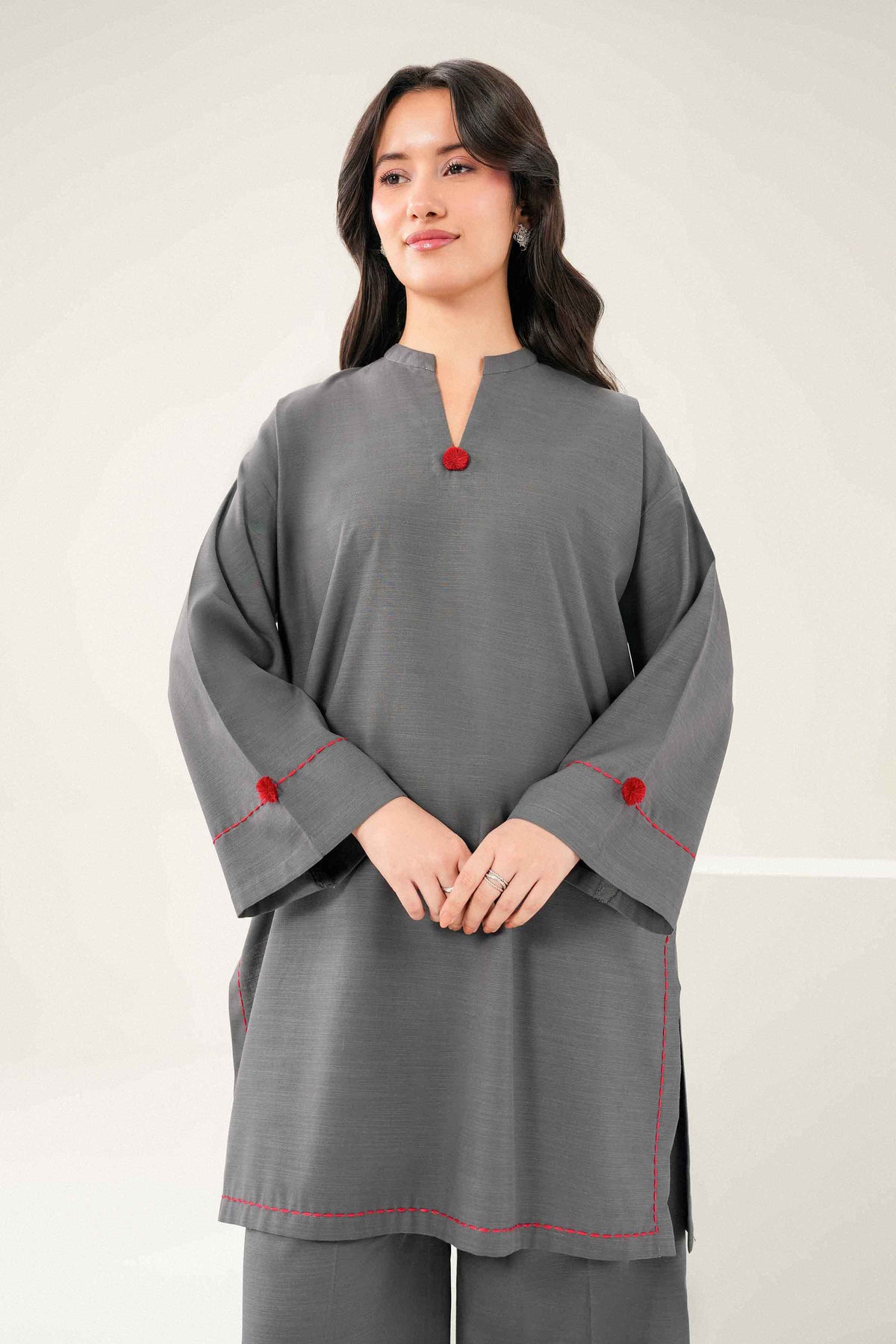Grey 2-Piece Solid Suit in Yarn Dyed ready-to-wear