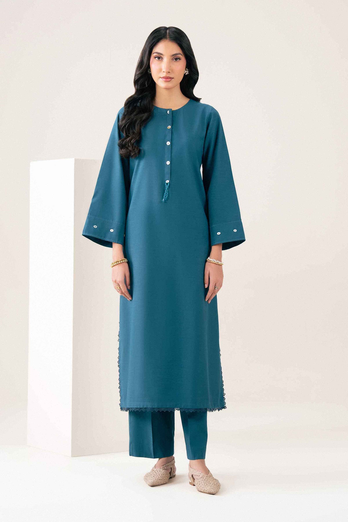 Teal 2-Piece Solid Suit in Yarn Dyed ready-to-wear