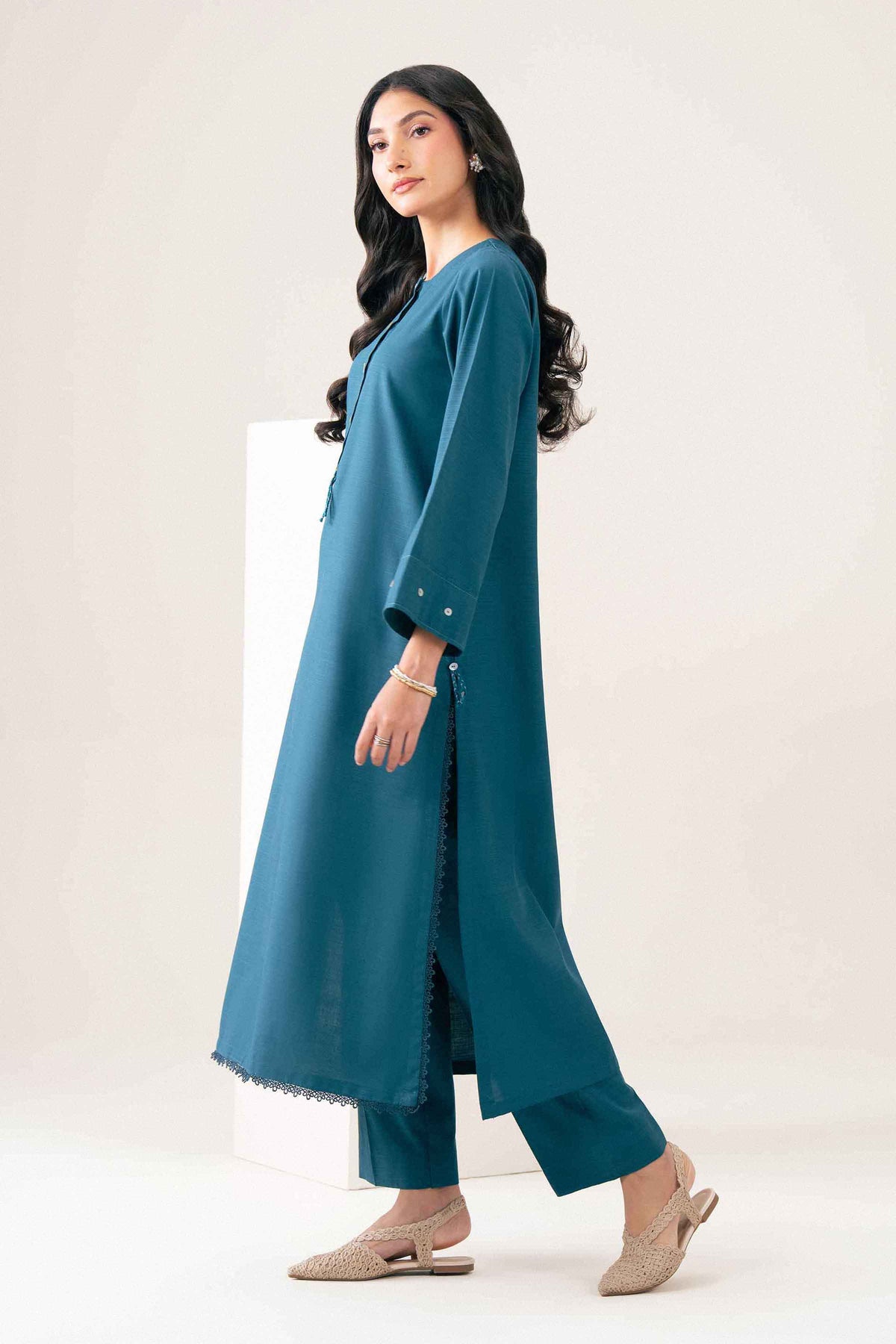 Teal 2-Piece Solid Suit in Yarn Dyed ready-to-wear