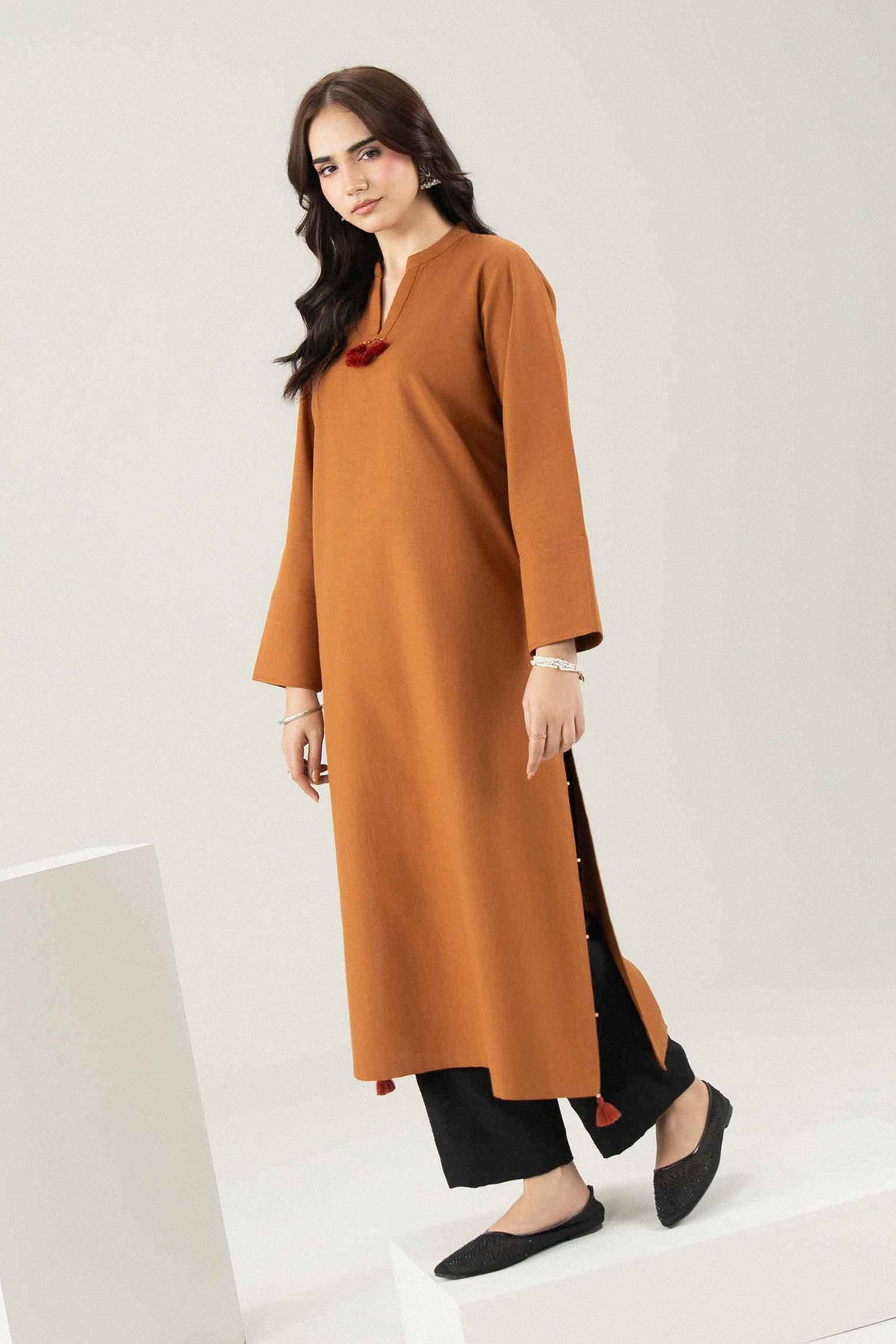 Brown Solid Shirt in Yarn Dyed ready-to-wear