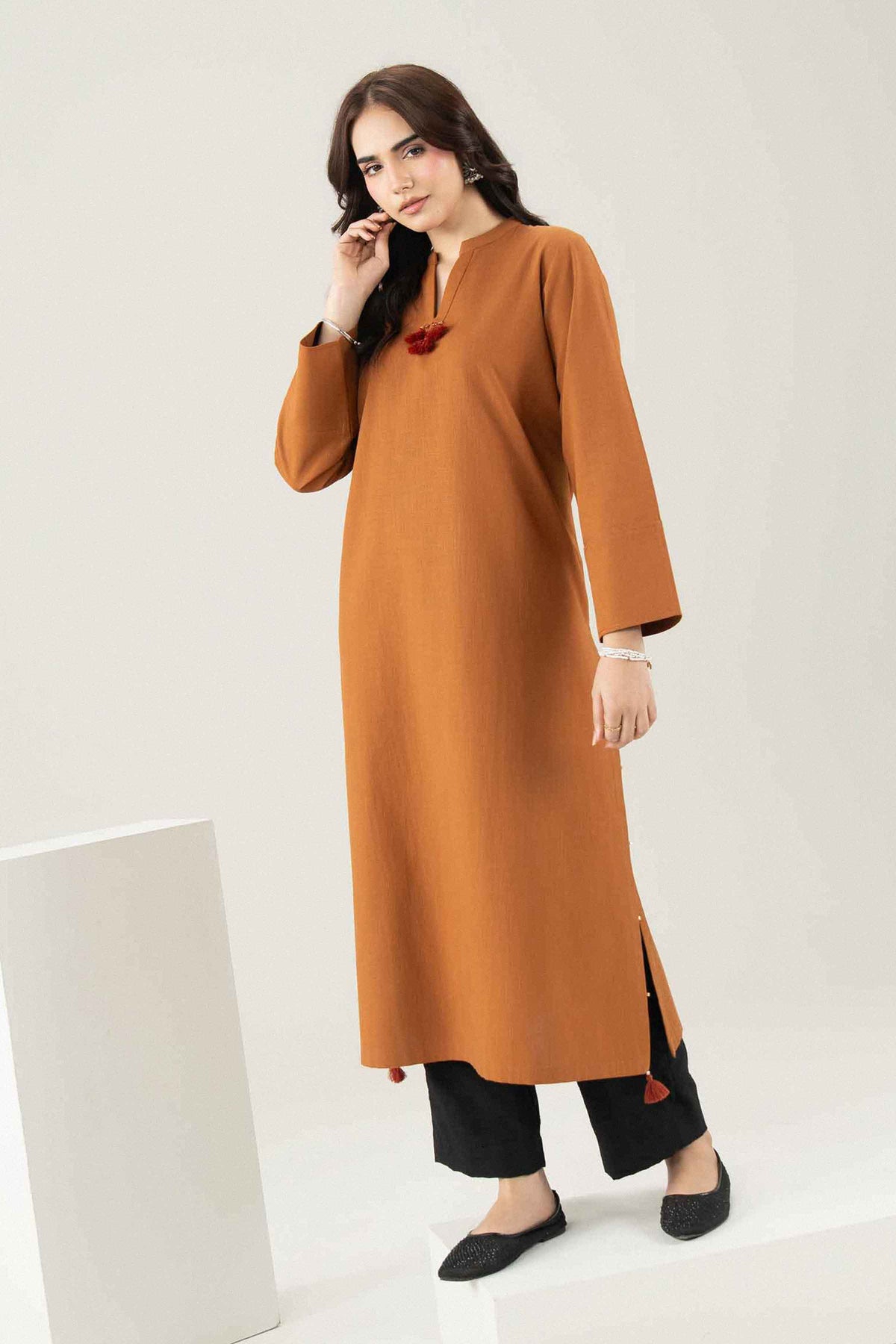 Brown Solid Shirt in Yarn Dyed ready-to-wear