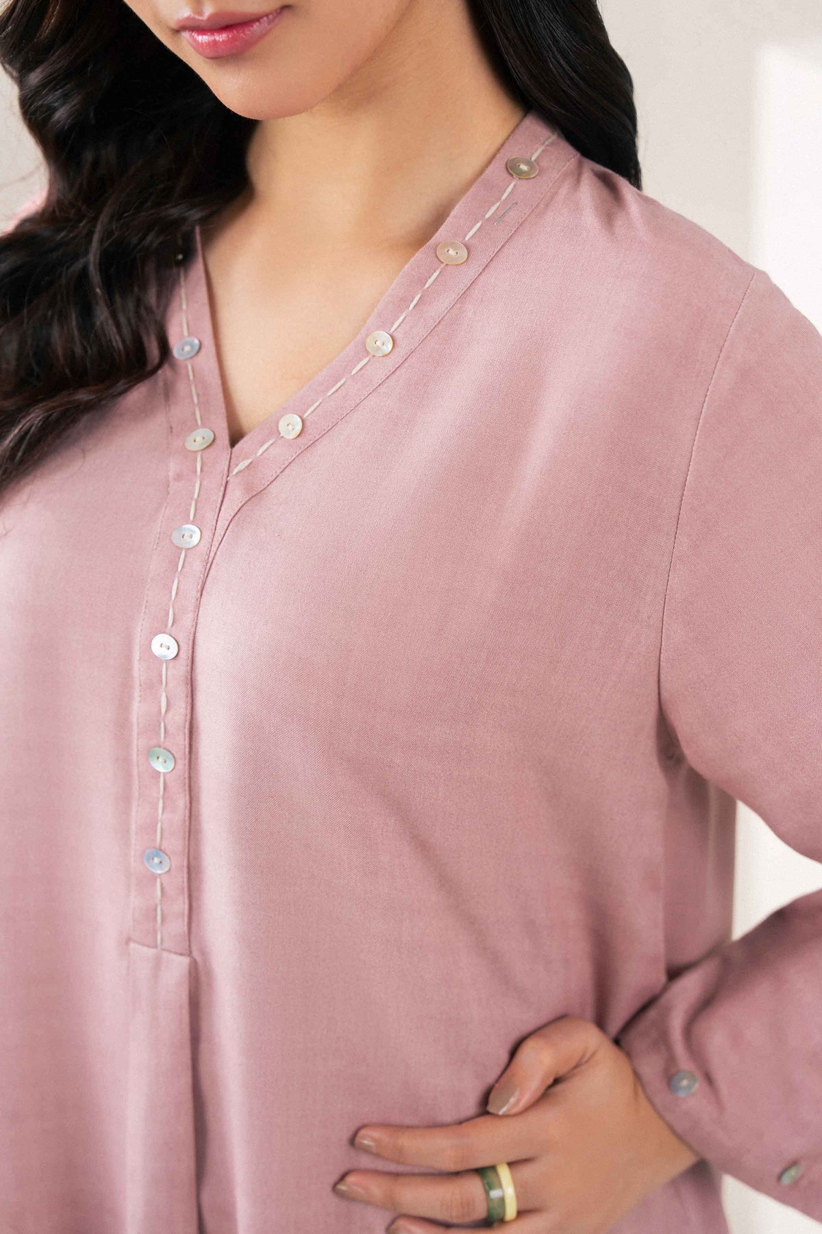 Pink 2-Piece Solid Suit in Linen ready-to-wear