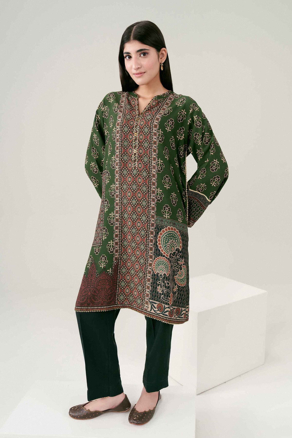 Green 2-Piece Printed Suit in Linen ready-to-wear