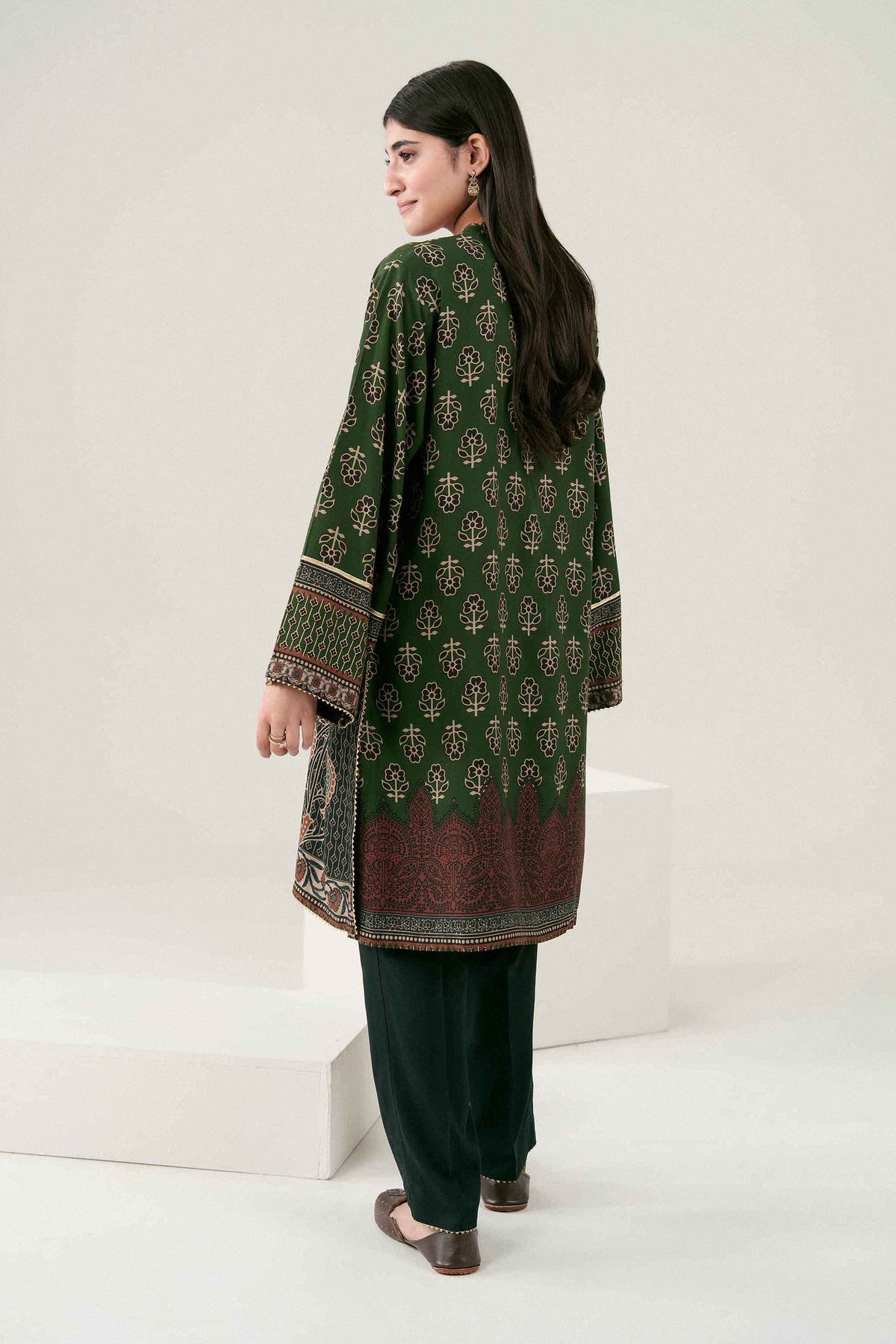 Green 2-Piece Printed Suit in Linen ready-to-wear