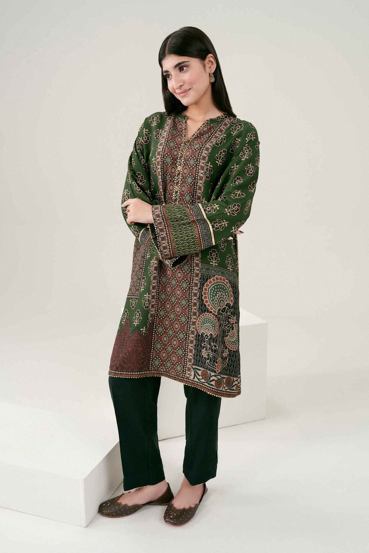 Green 2-Piece Printed Suit in Linen ready-to-wear