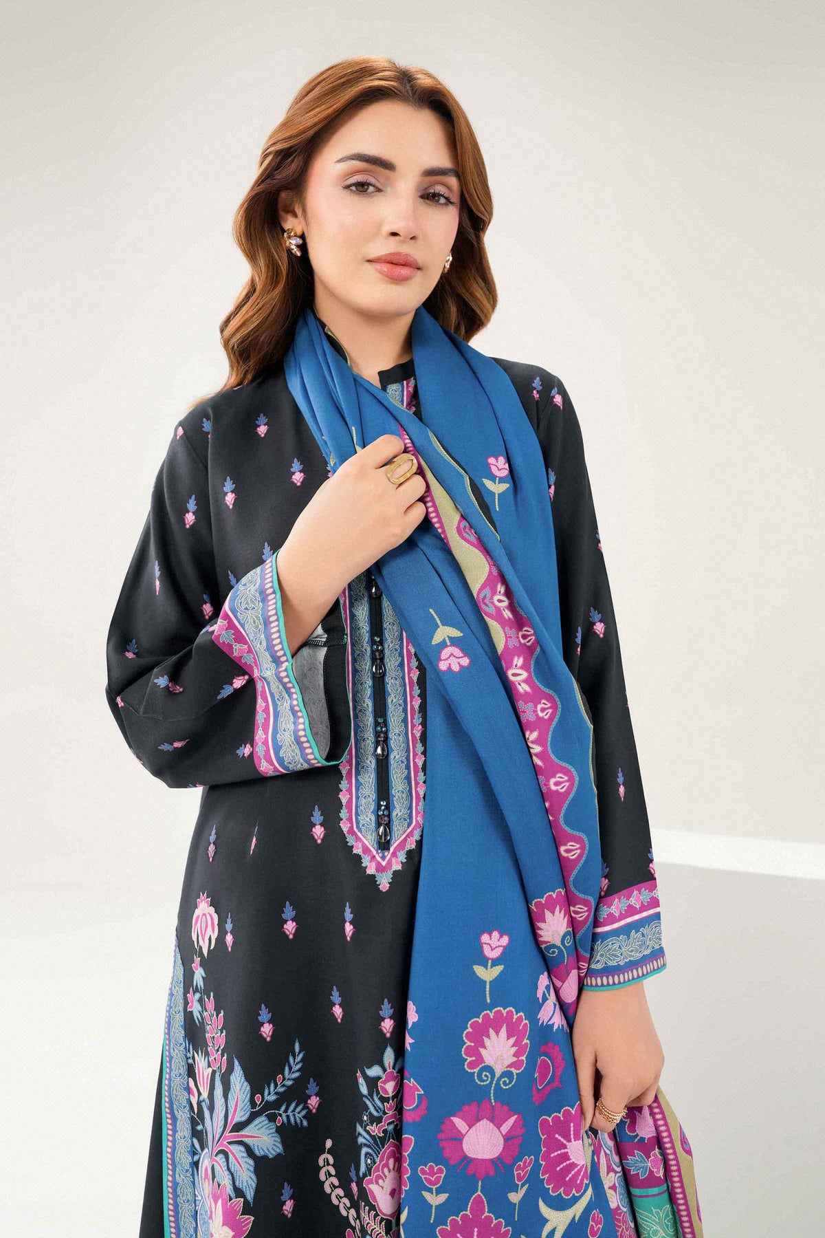 Black 3-Piece Printed Suit in Linen ready-to-wear