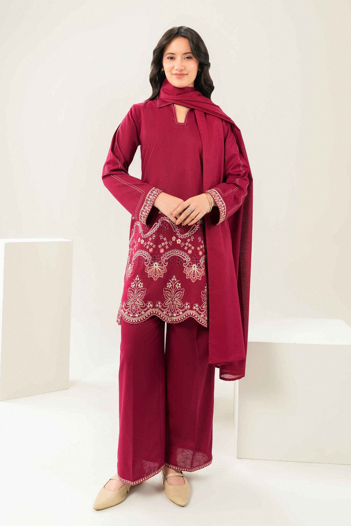 3 Piece - Embroidered Suit - ST3PE-PRET26WV1-19