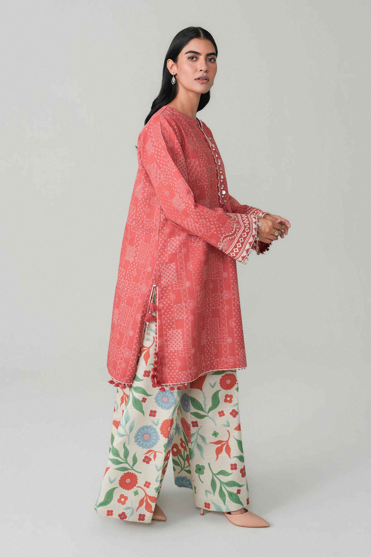 2 Piece - Printed Embroidered Suit - U2STE-NISHA26WV1-48