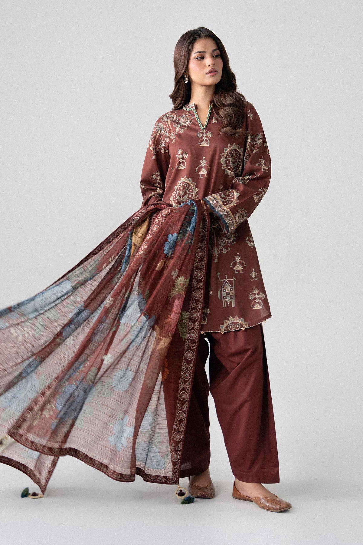 3 Piece - Digital Printed Suit - U3P-NISHA26WV1-42 for, - Unstitched Collection | Nishat | Shop Online