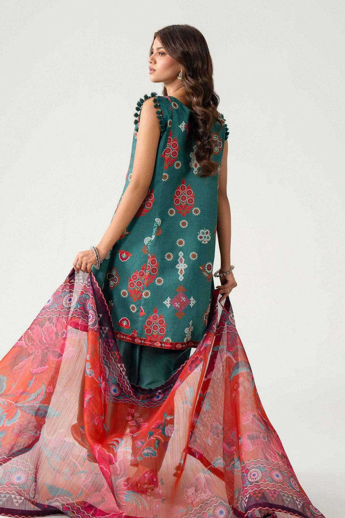 Green 3-Piece Digital Printed Suit in Lawn unstitched