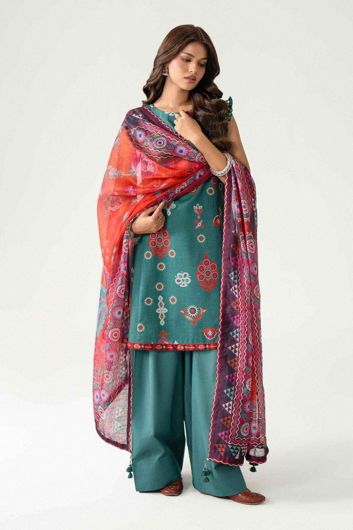 Green 3-Piece Digital Printed Suit in Lawn unstitched