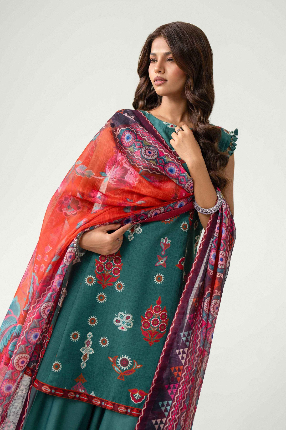 Green 3-Piece Digital Printed Suit in Lawn unstitched