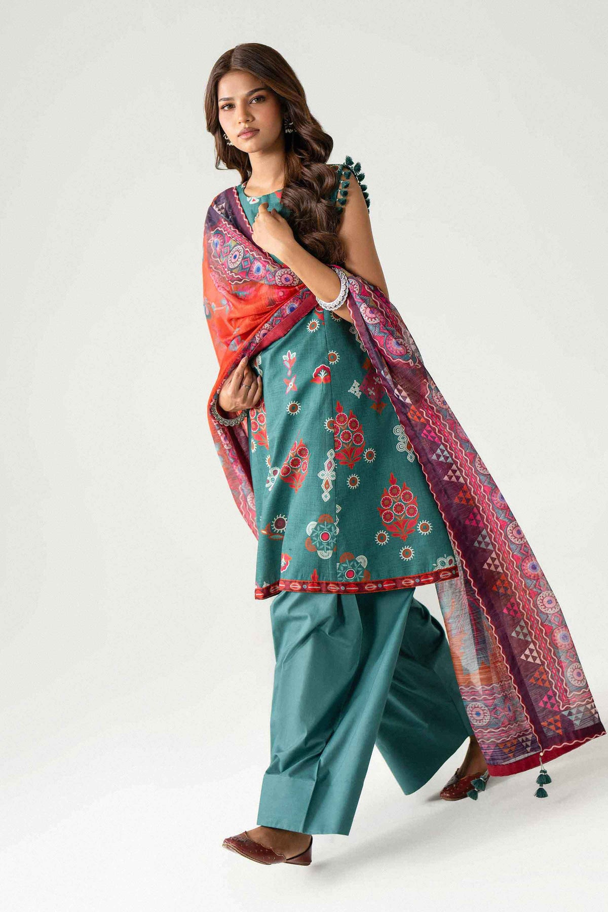 Green 3-Piece Digital Printed Suit in Lawn unstitched