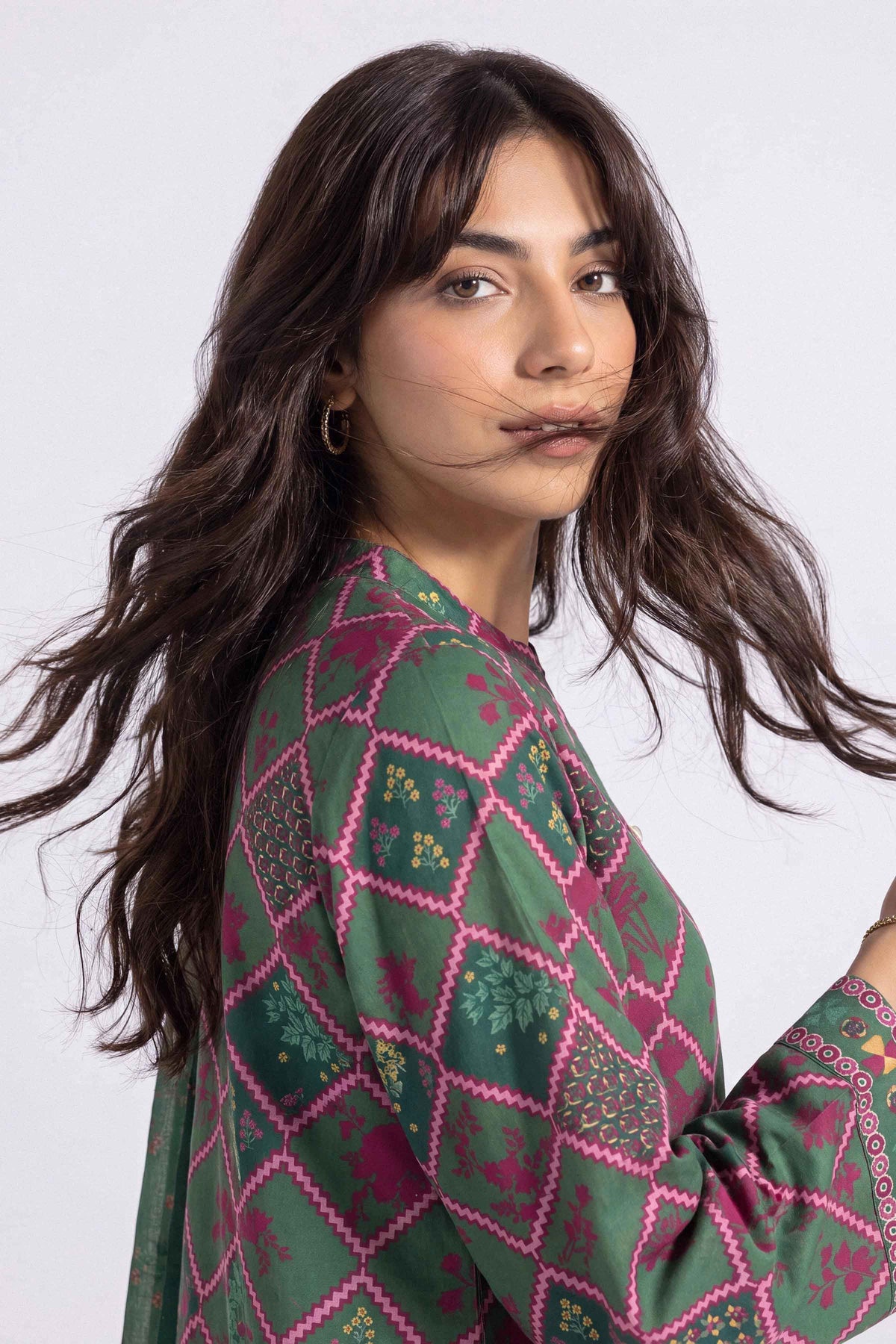 Multi 3-Piece Printed Suit in Linen unstitched