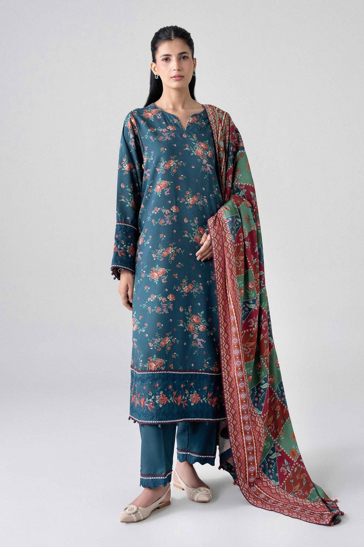 3 Piece - Printed Embroidered Suit - U3PE-NISHA26WV1-12