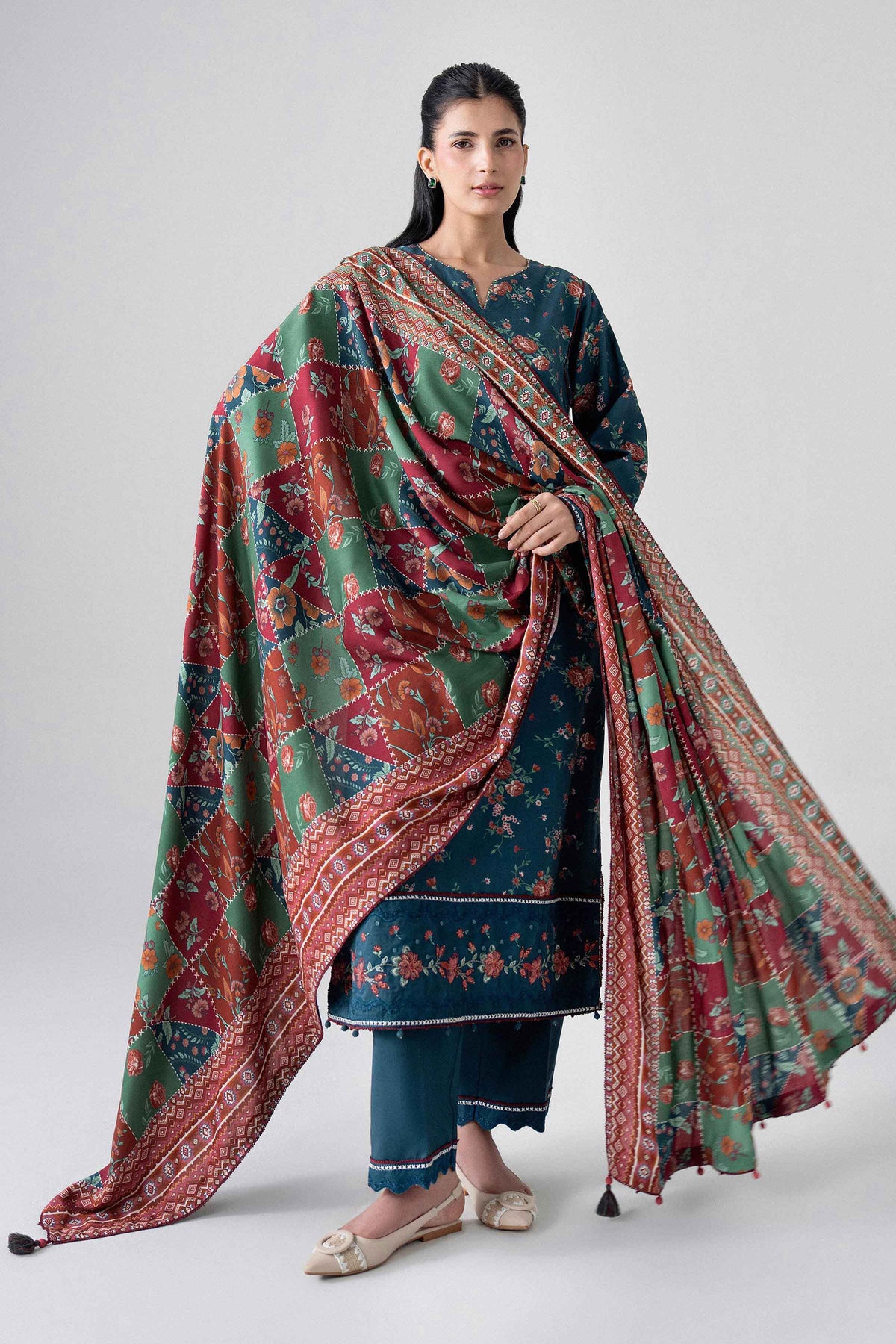 3 Piece - Printed Embroidered Suit - U3PE-NISHA26WV1-12