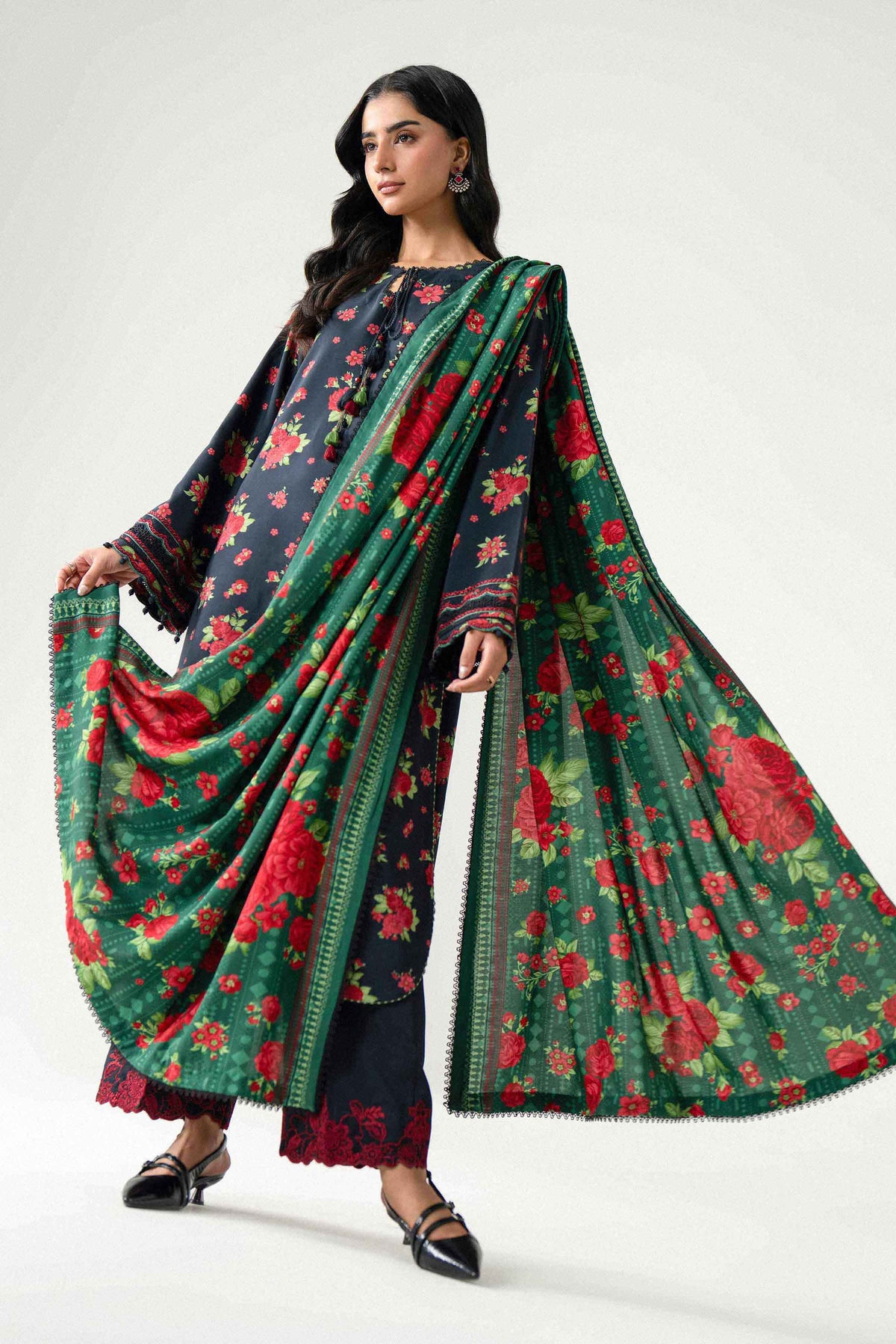 3 Piece - Printed Embroidered Suit - U3PE-NISHA26WV1-15 for, - Unstitched Collection | Nishat | Shop Online