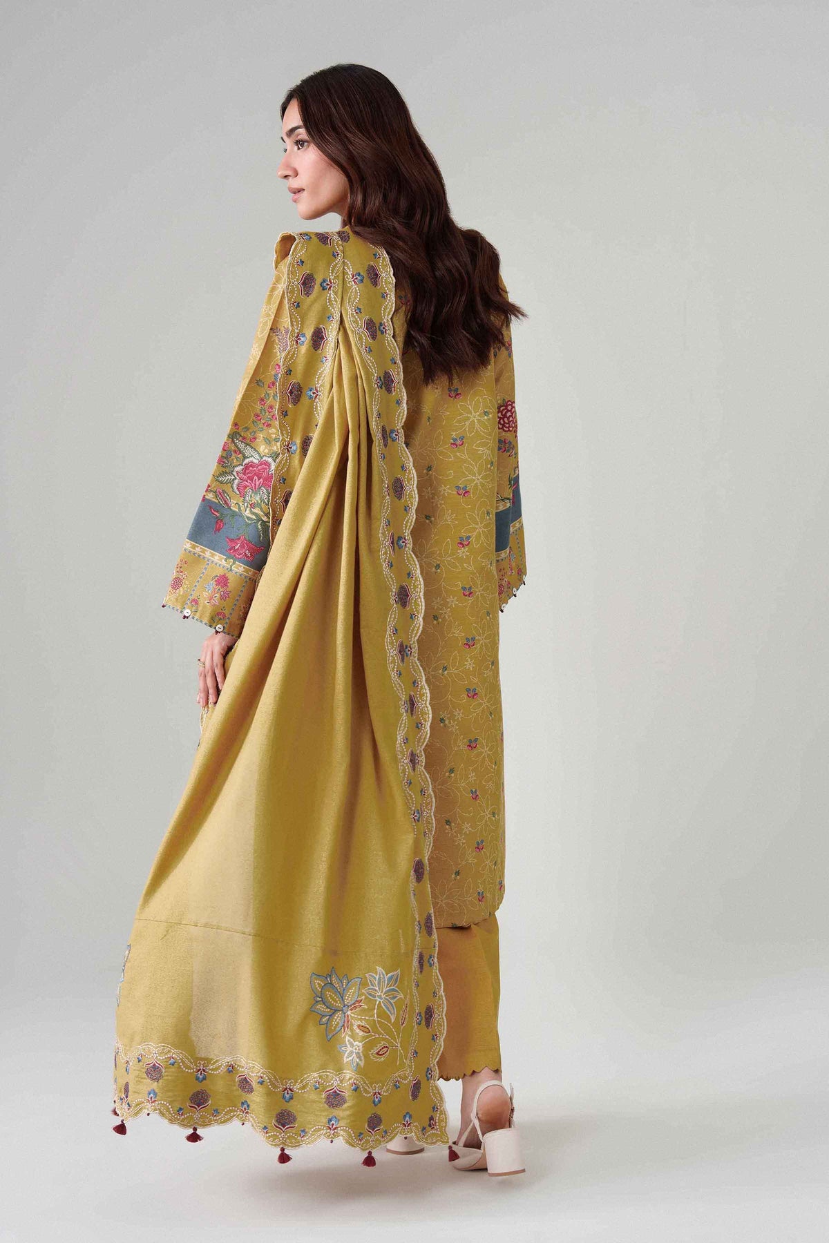 3-Piece Digital Printed Embroidered Suit in Khaddar unstitched